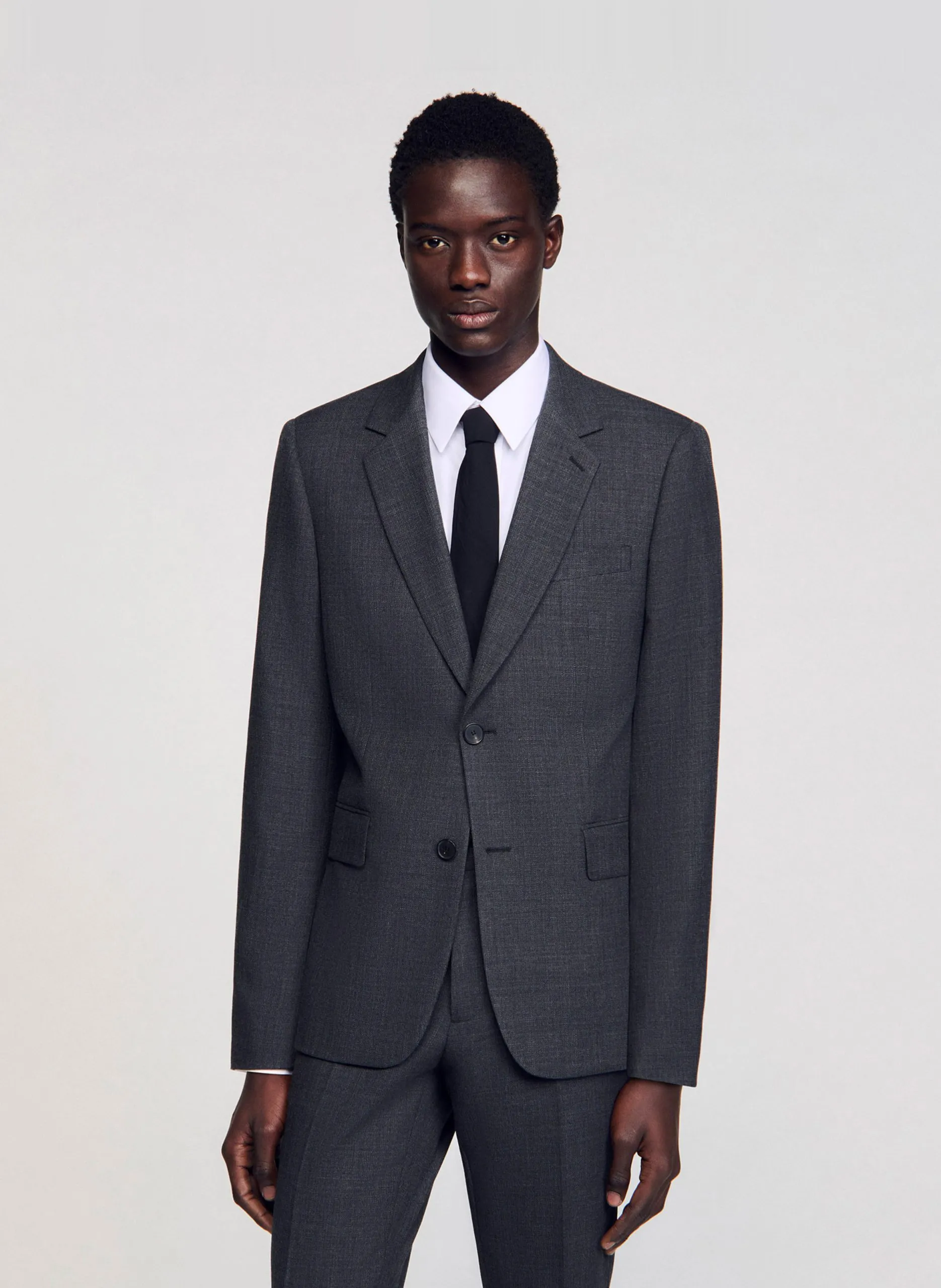 Veste col tailleur en laine Gris