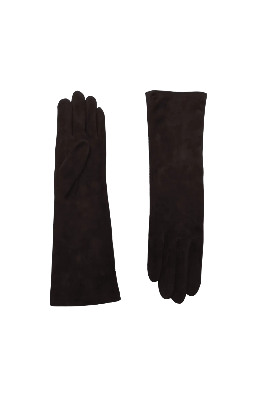 Christina sued gants en cuir doublés soie Marron