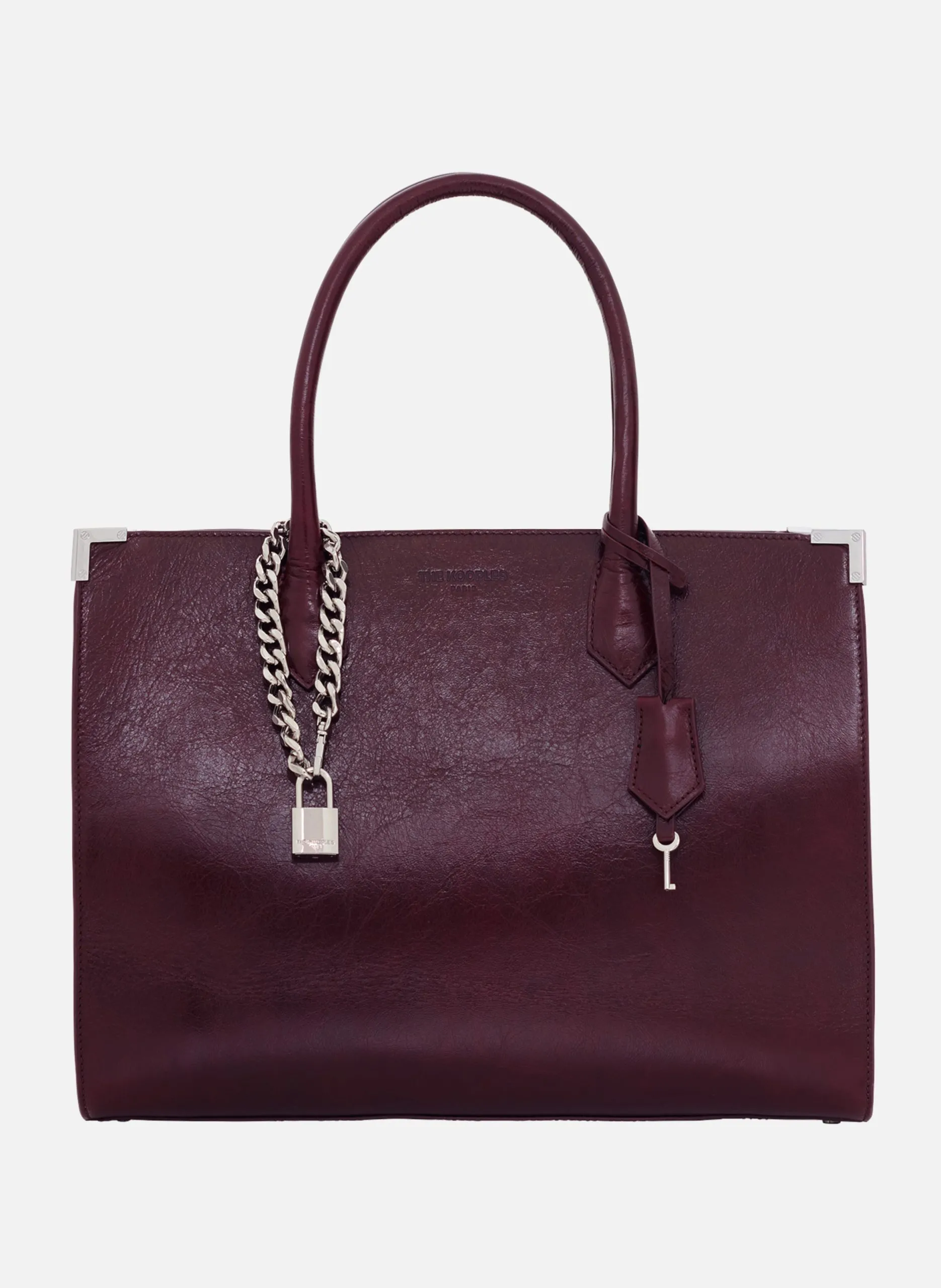 Sac cabas ming l en cuir craquelé Rouge