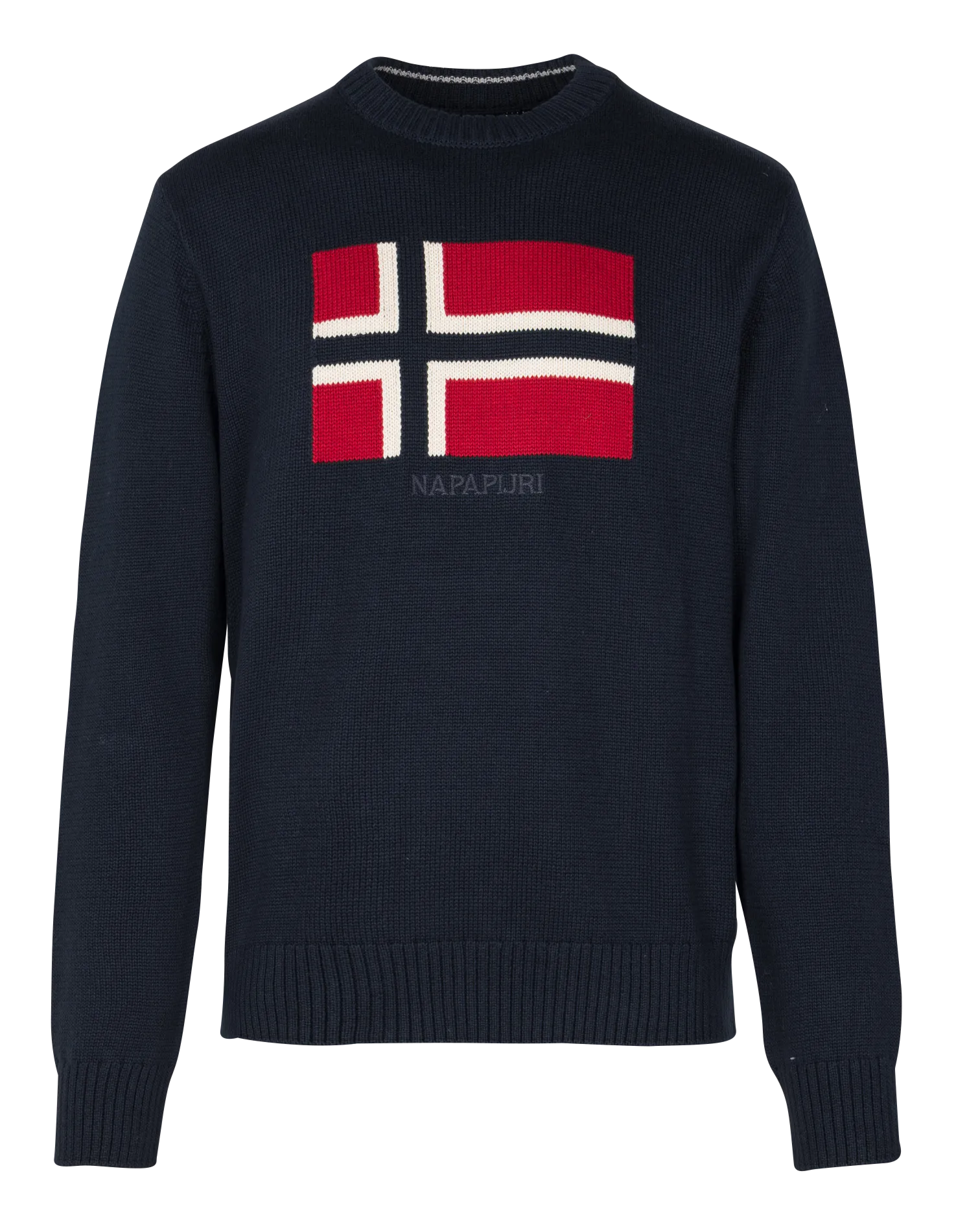 Pull ample col rond jacquard en coton Bleu D-MURA