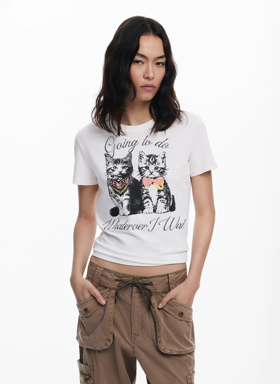 Tee-shirt manches courtes imprimé Blanc