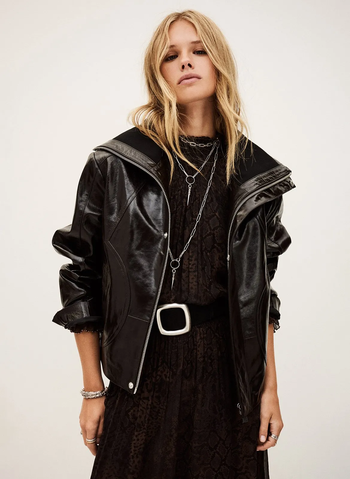 Blouson en cuir Noir BERNIE