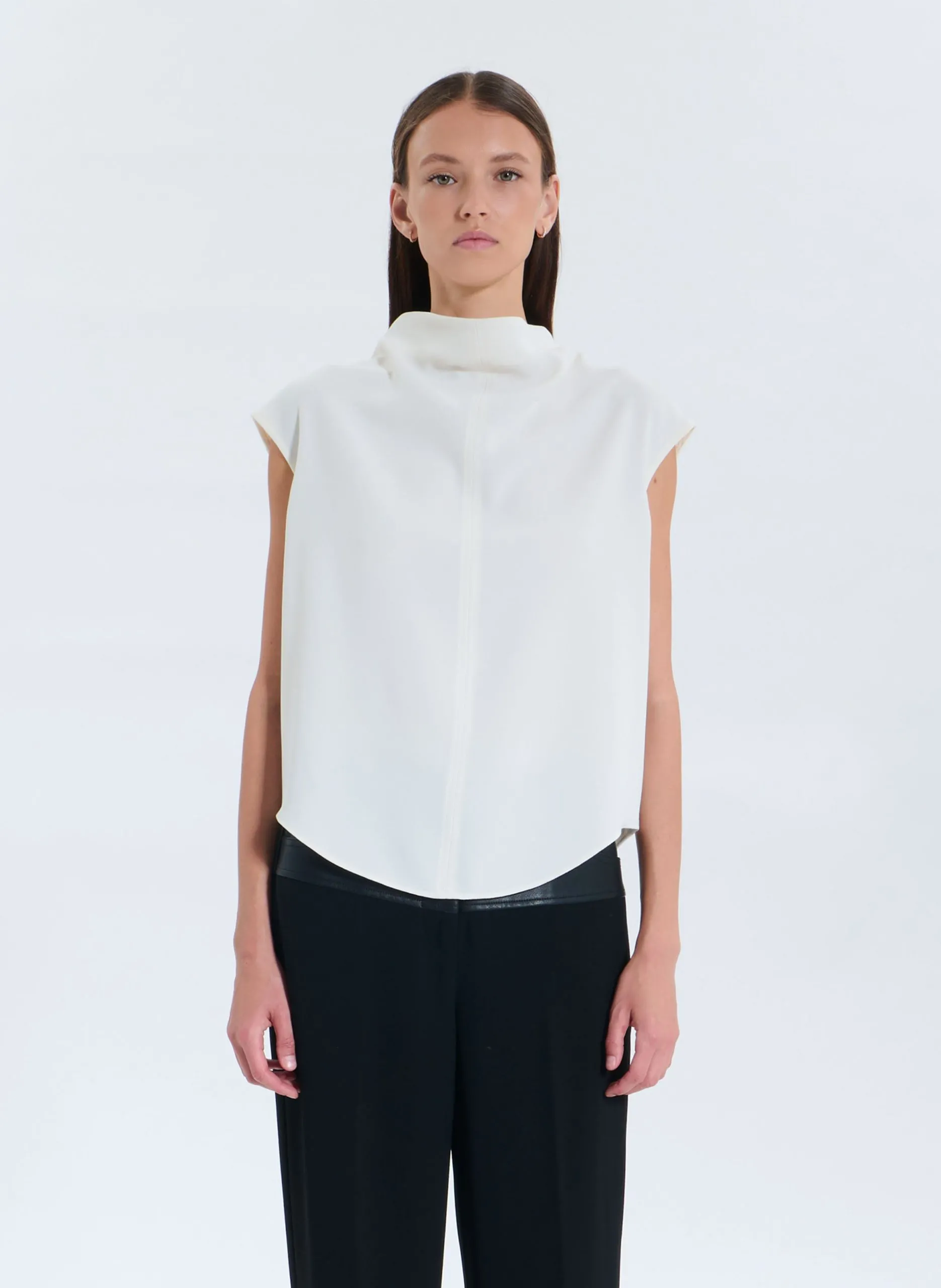 Top col montant drapé Blanc TAURI