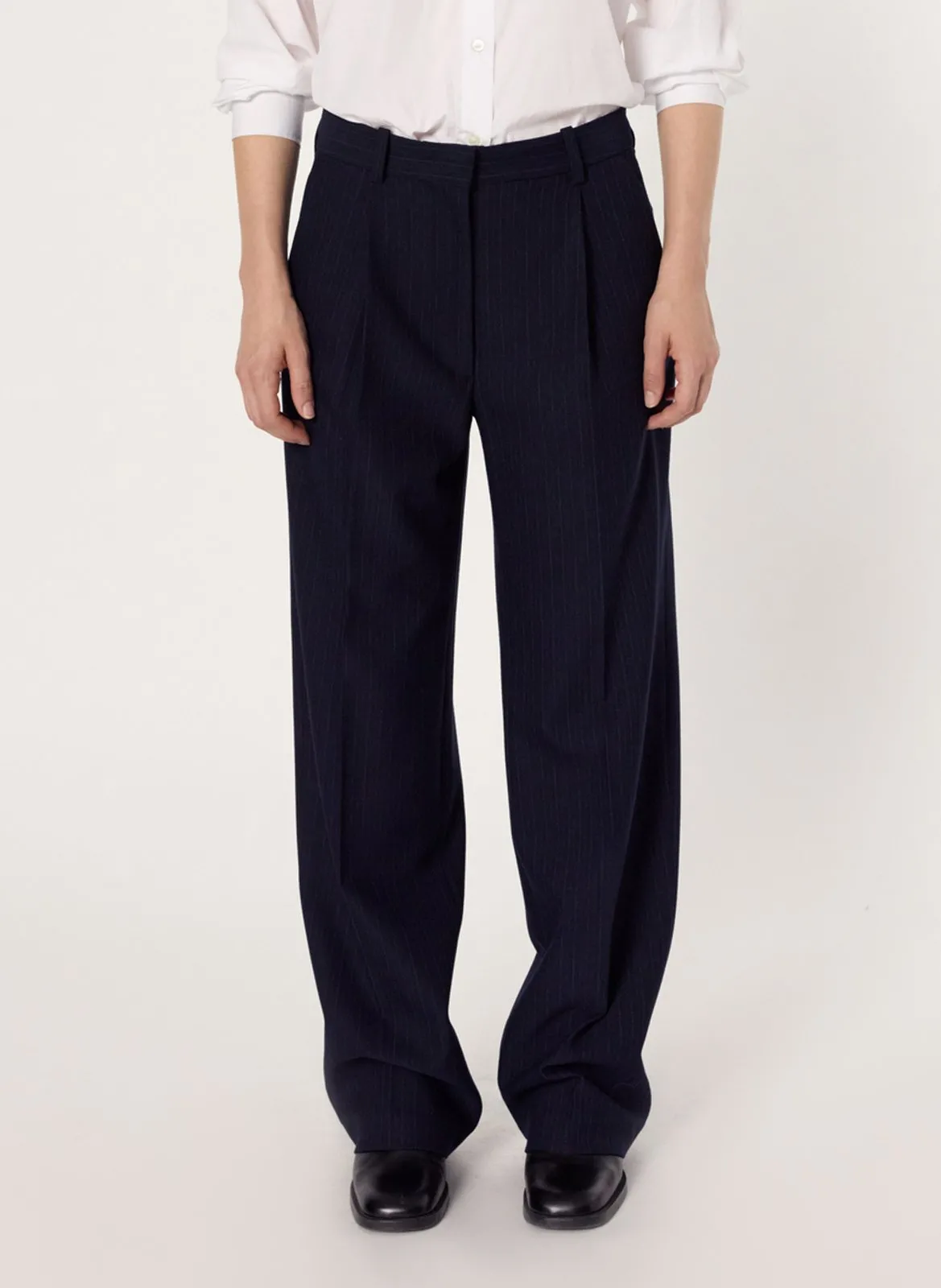 Pantalon droit à rayures Bleu CHARLENE