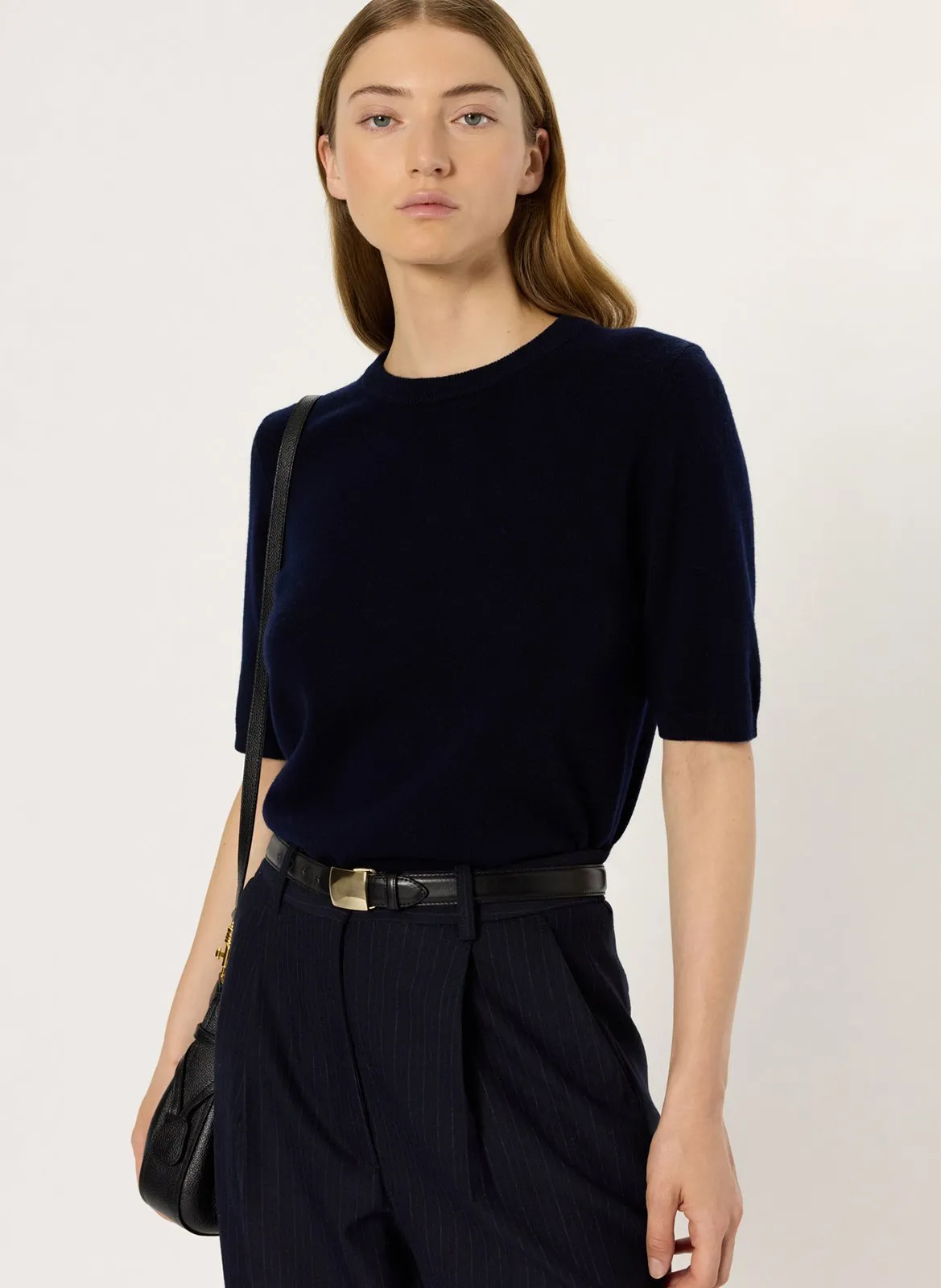 Pull col rond en laine Bleu EVAELLE