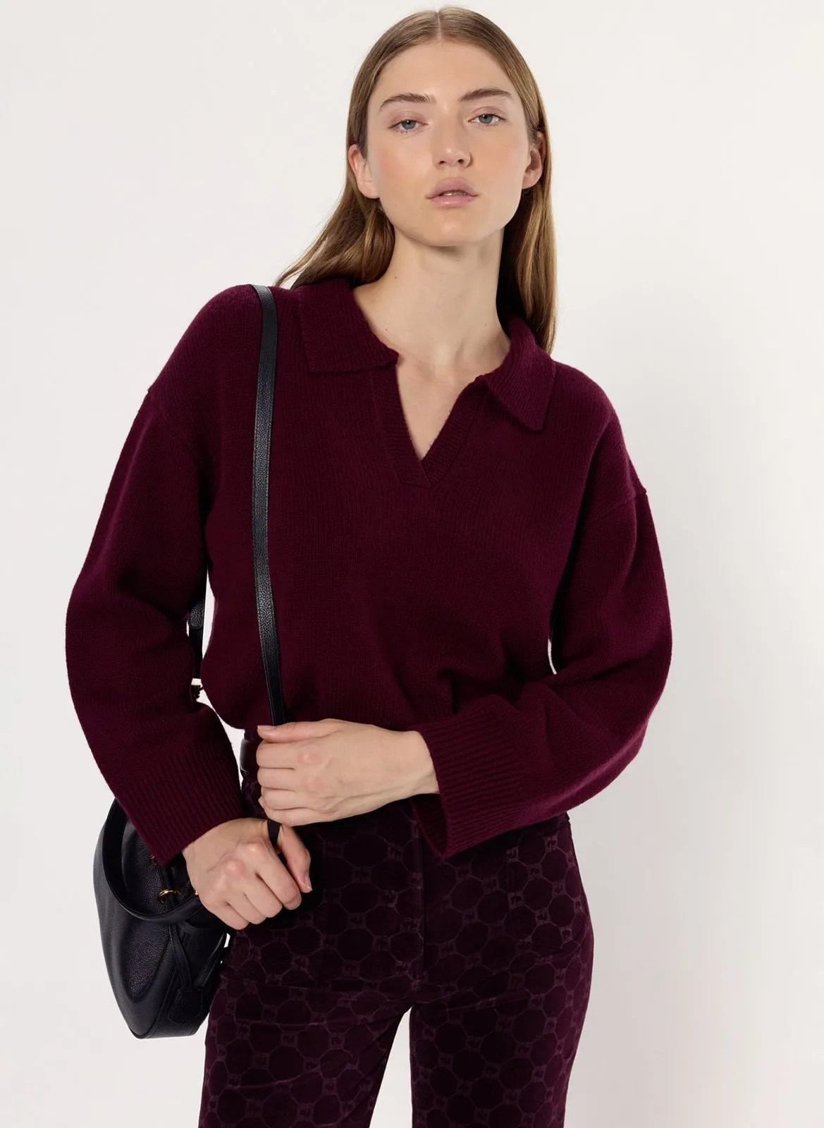 Pull col tunisien en laine Rouge ENORA