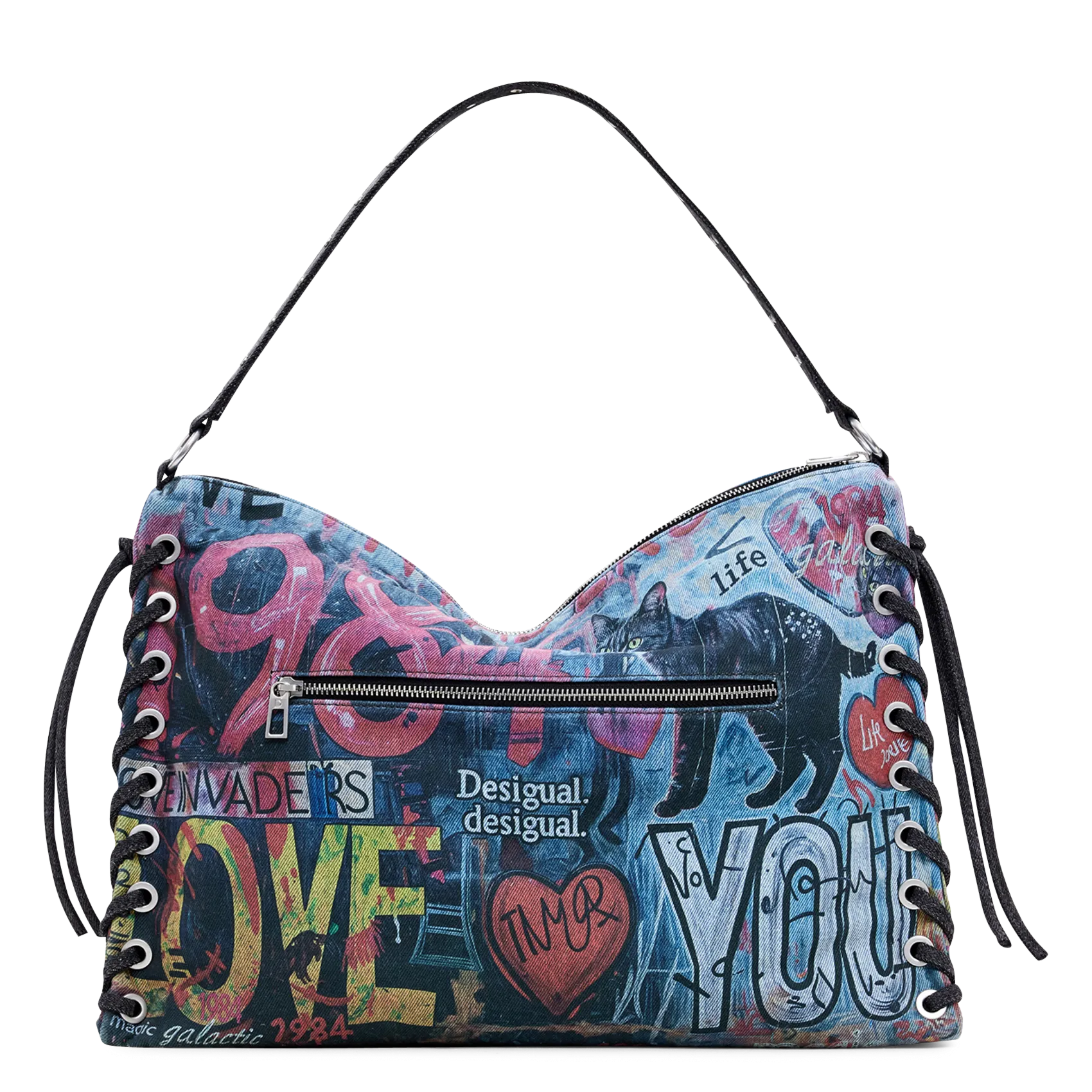 Sac porté épaule à imprimé grafiti Multicolore