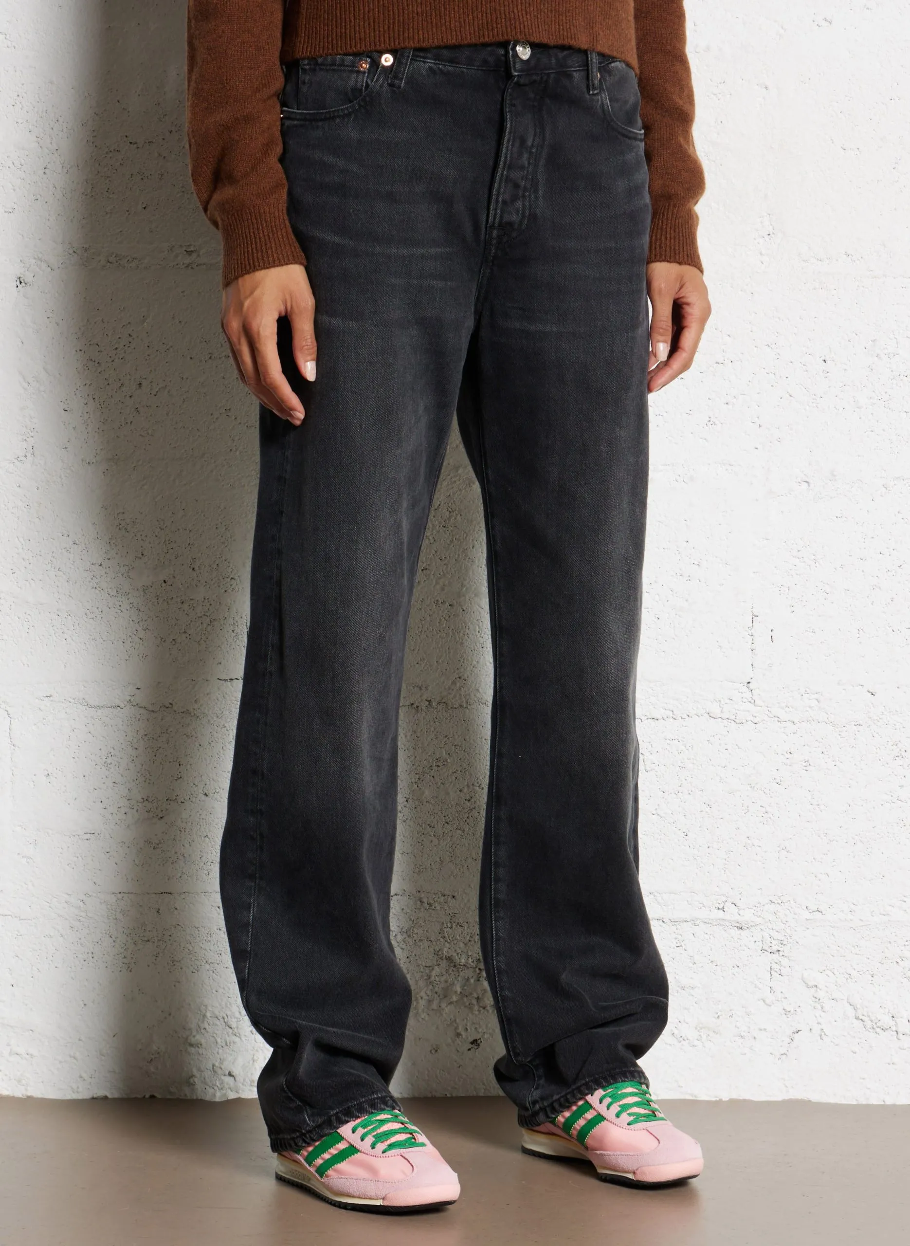 Jean droit taille haute uni Noir PONY