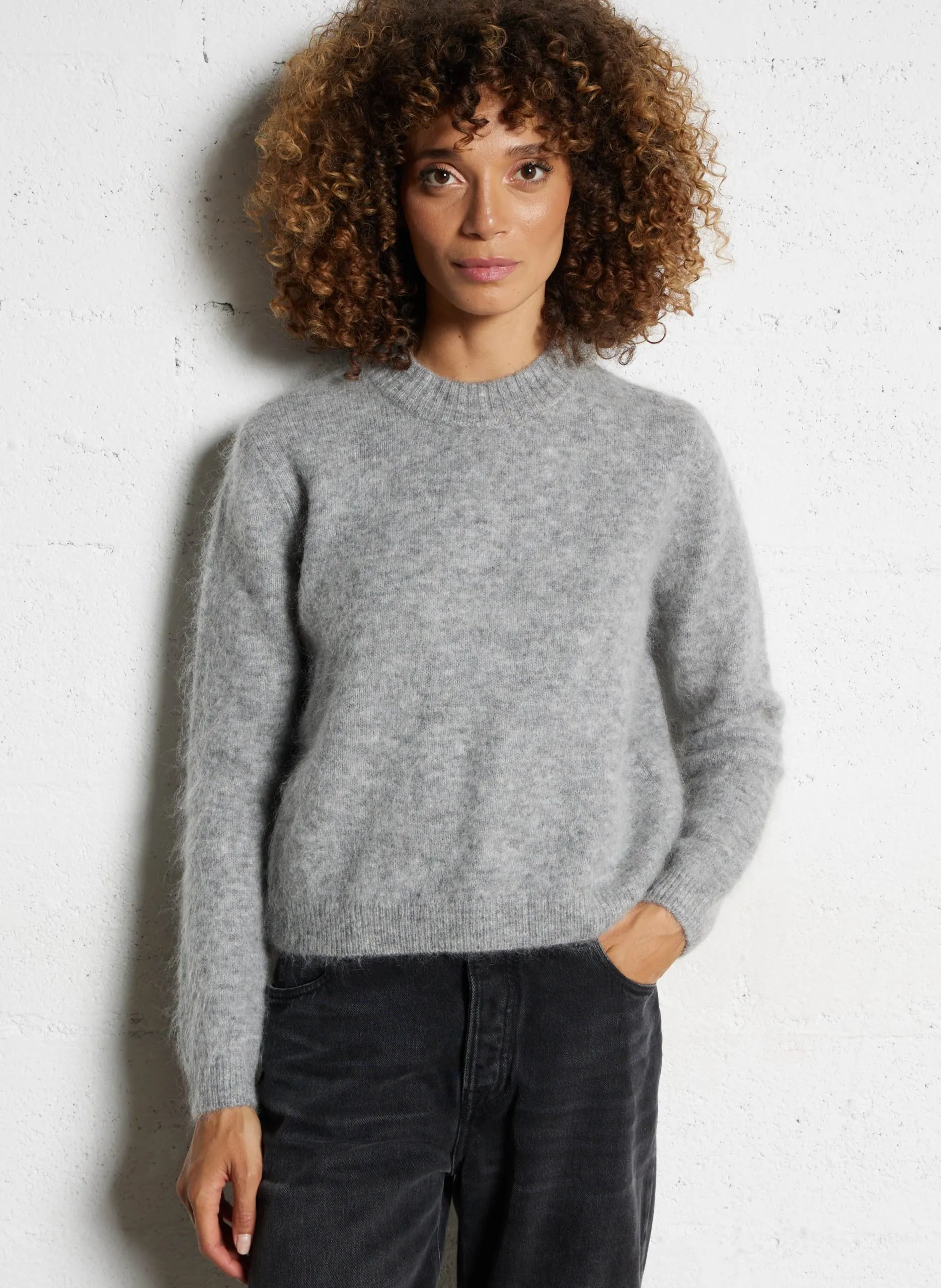 Pull oversize en laine mélangée Gris AURON