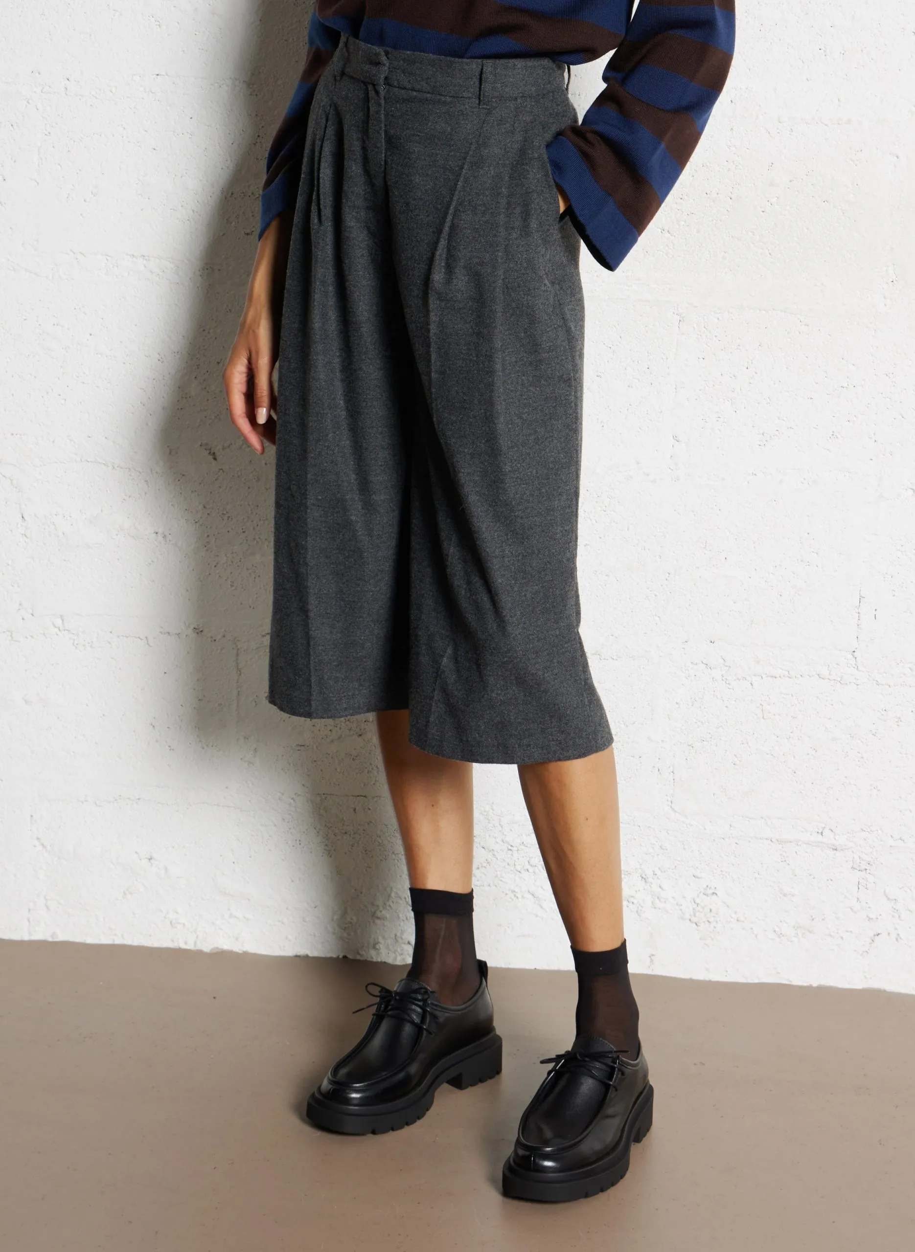 Bermuda large uni taille haute Gris DOM