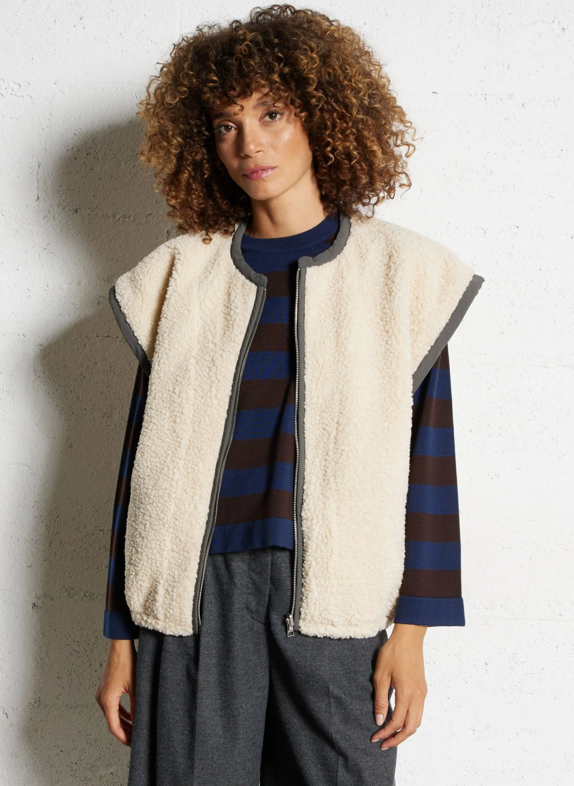 Veste rembourée col rond Beige JANO