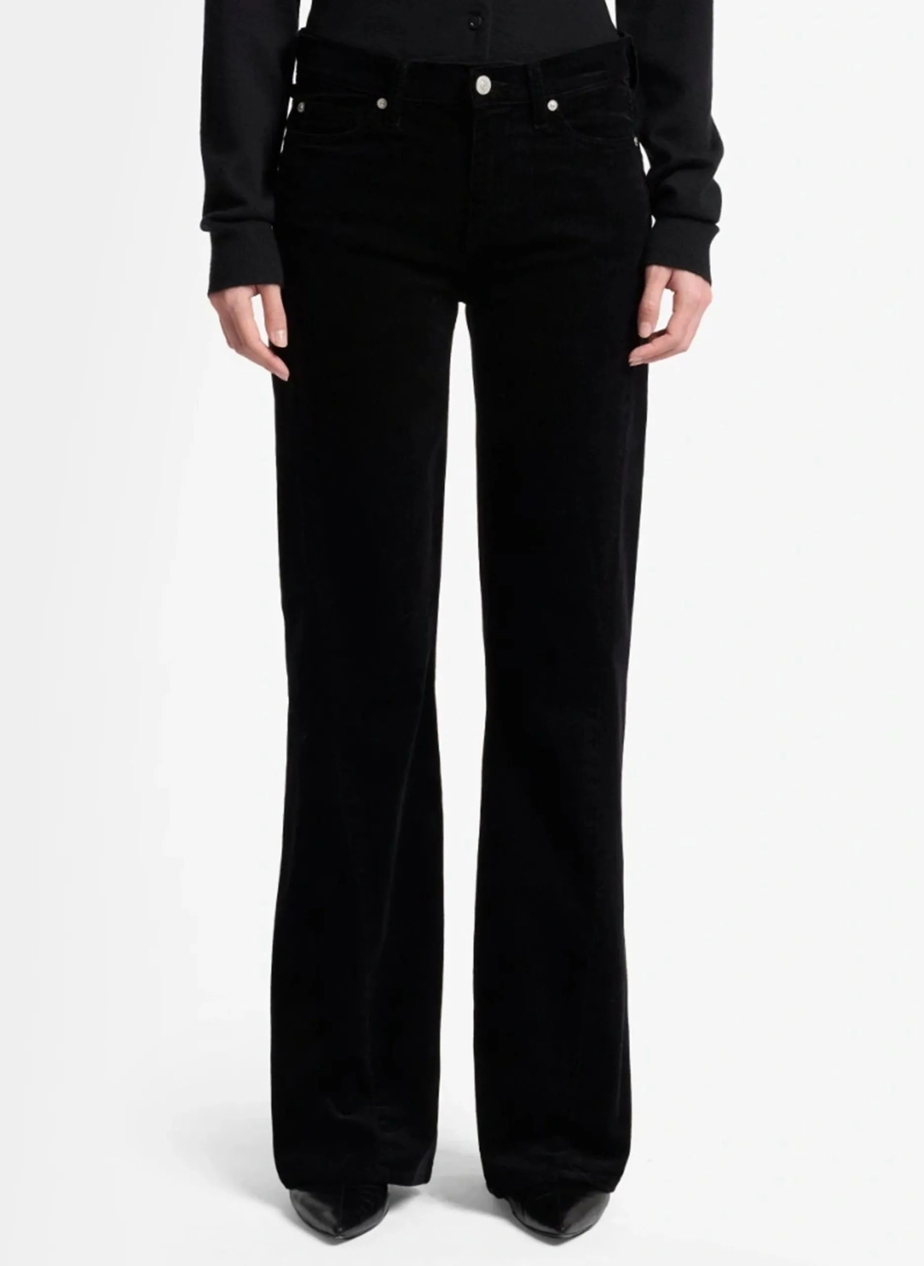 Pantalon évasé uni en coton mélangé Noir TWISTED DOJO