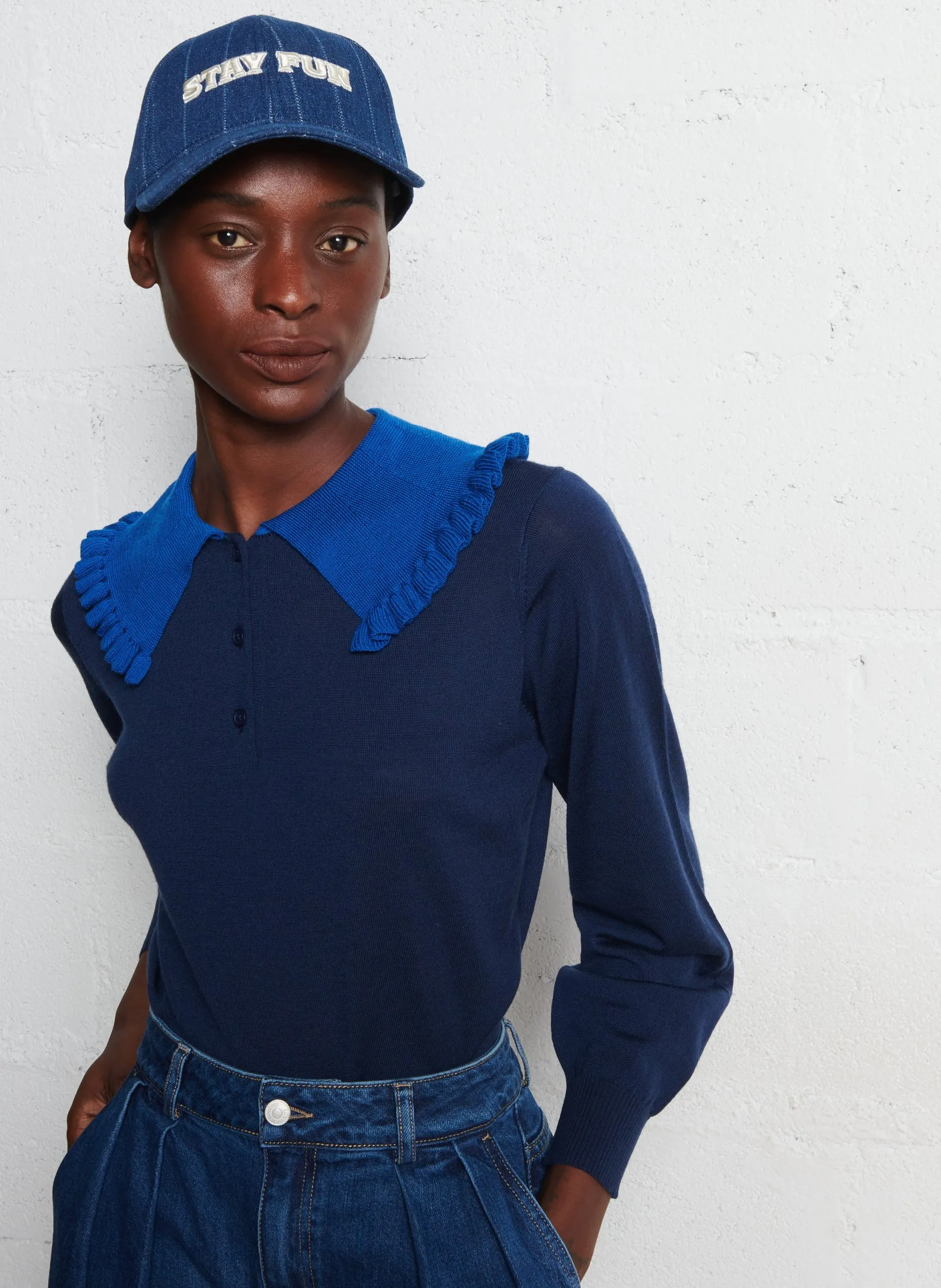 Pull oversize en laine Bleu SARA