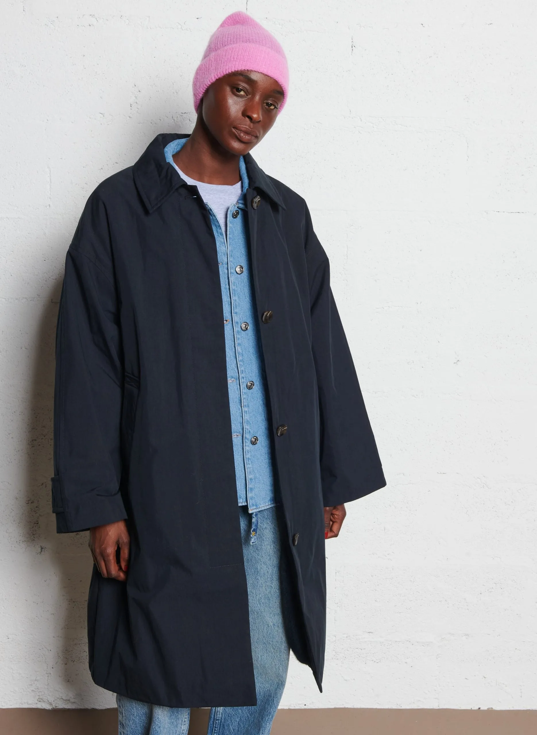 Trench oversize en coton mélangé Bleu HESTIA