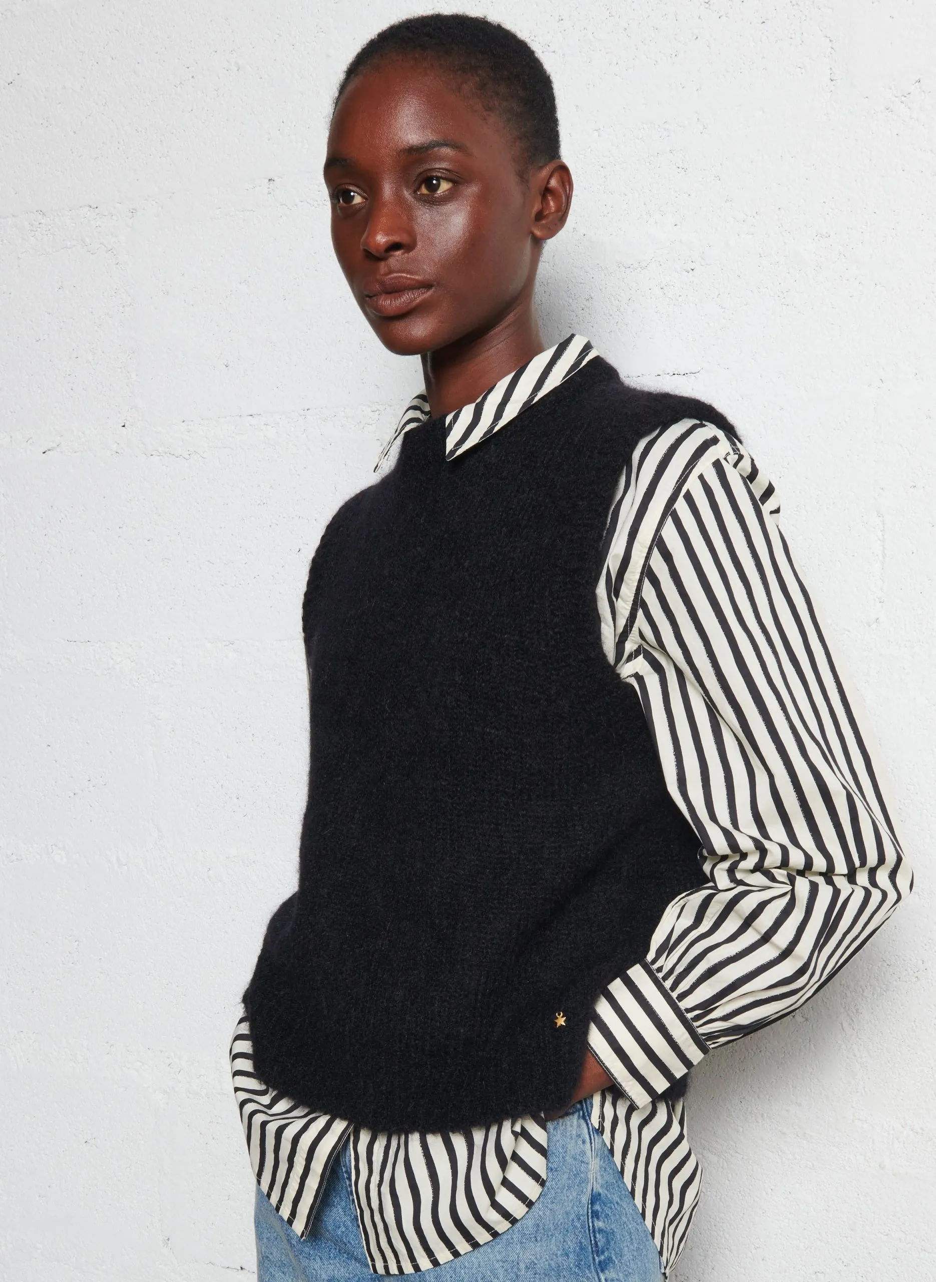 Pull sans manches en laine mélangée Noir ALBERTO