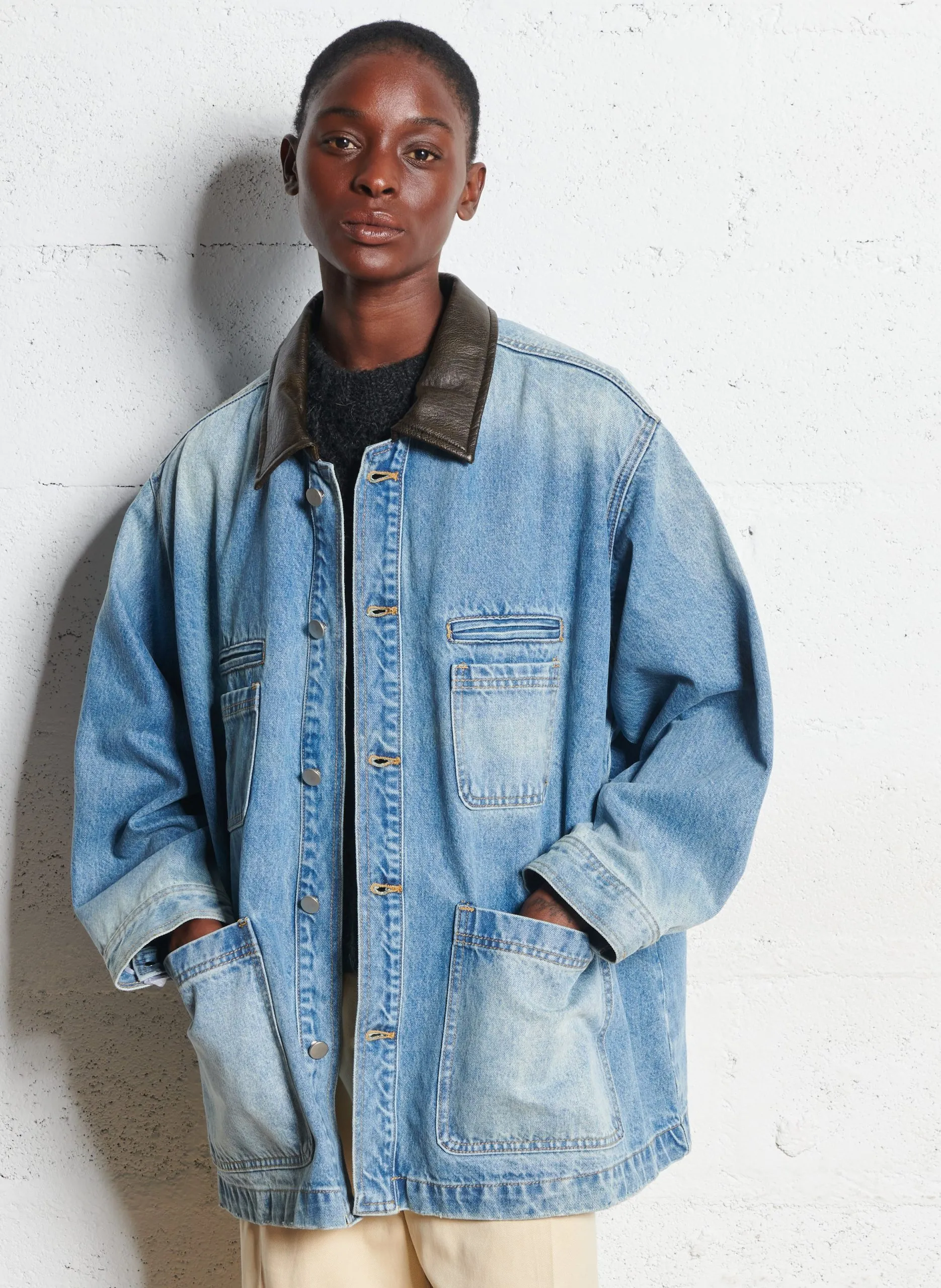 Veste en jean col classique Bleu VIOLA