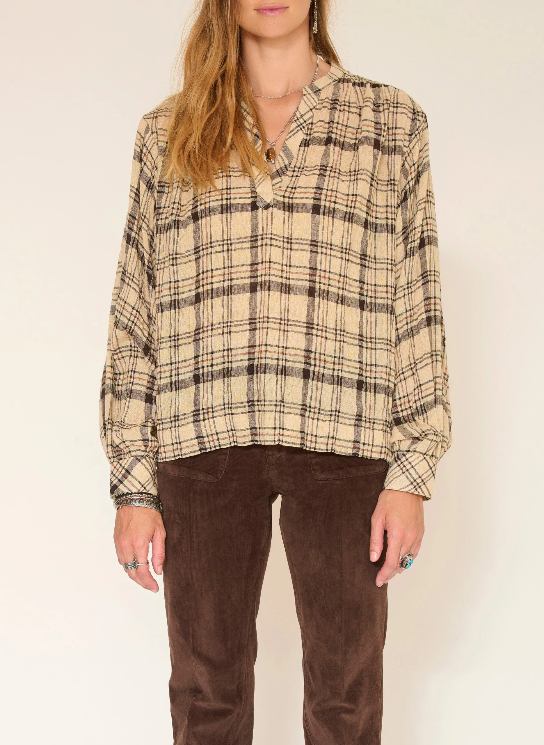 Blouse col V Beige CORALIE