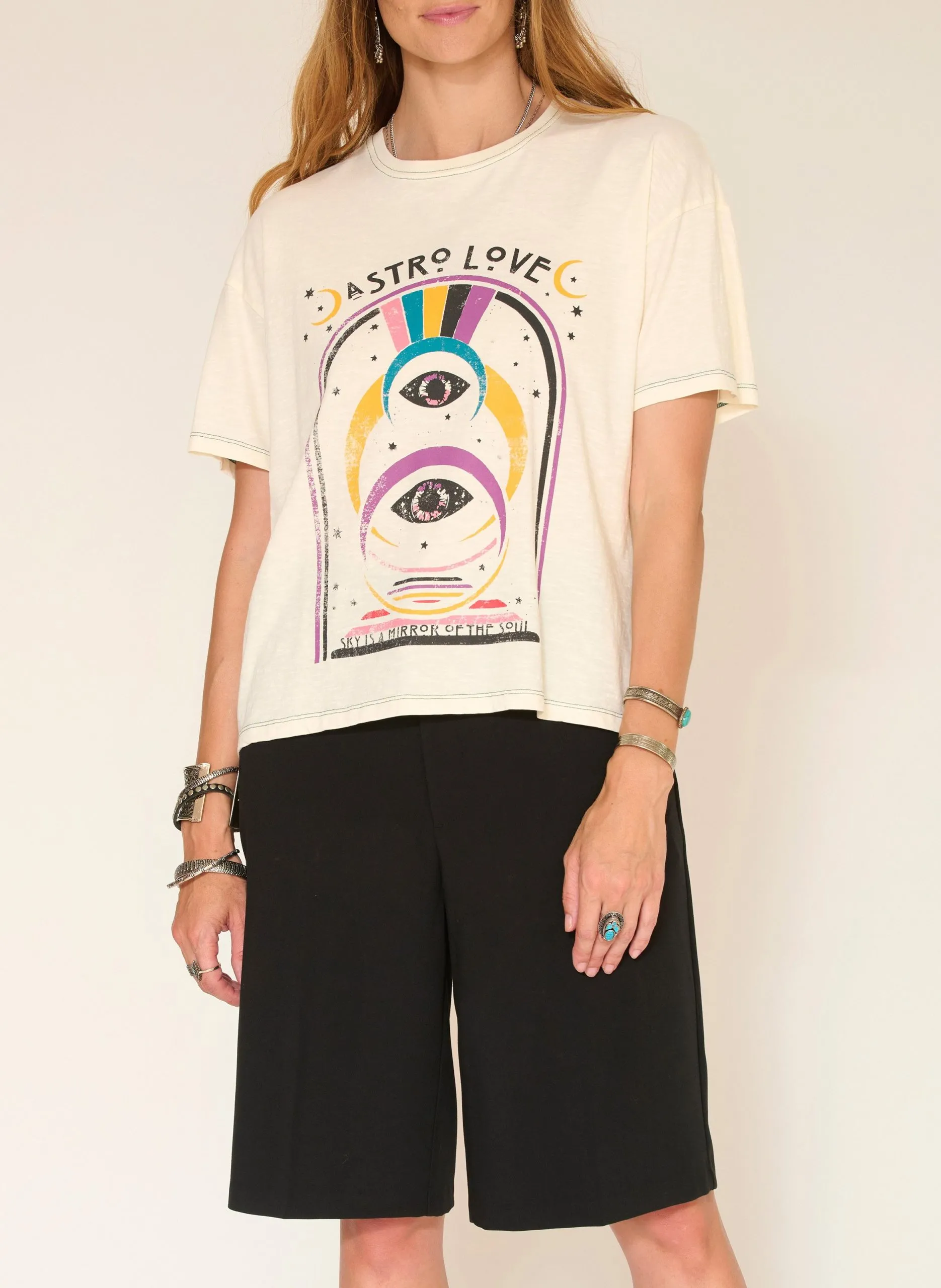 Tee-shirt droit en coton Beige TIAGO