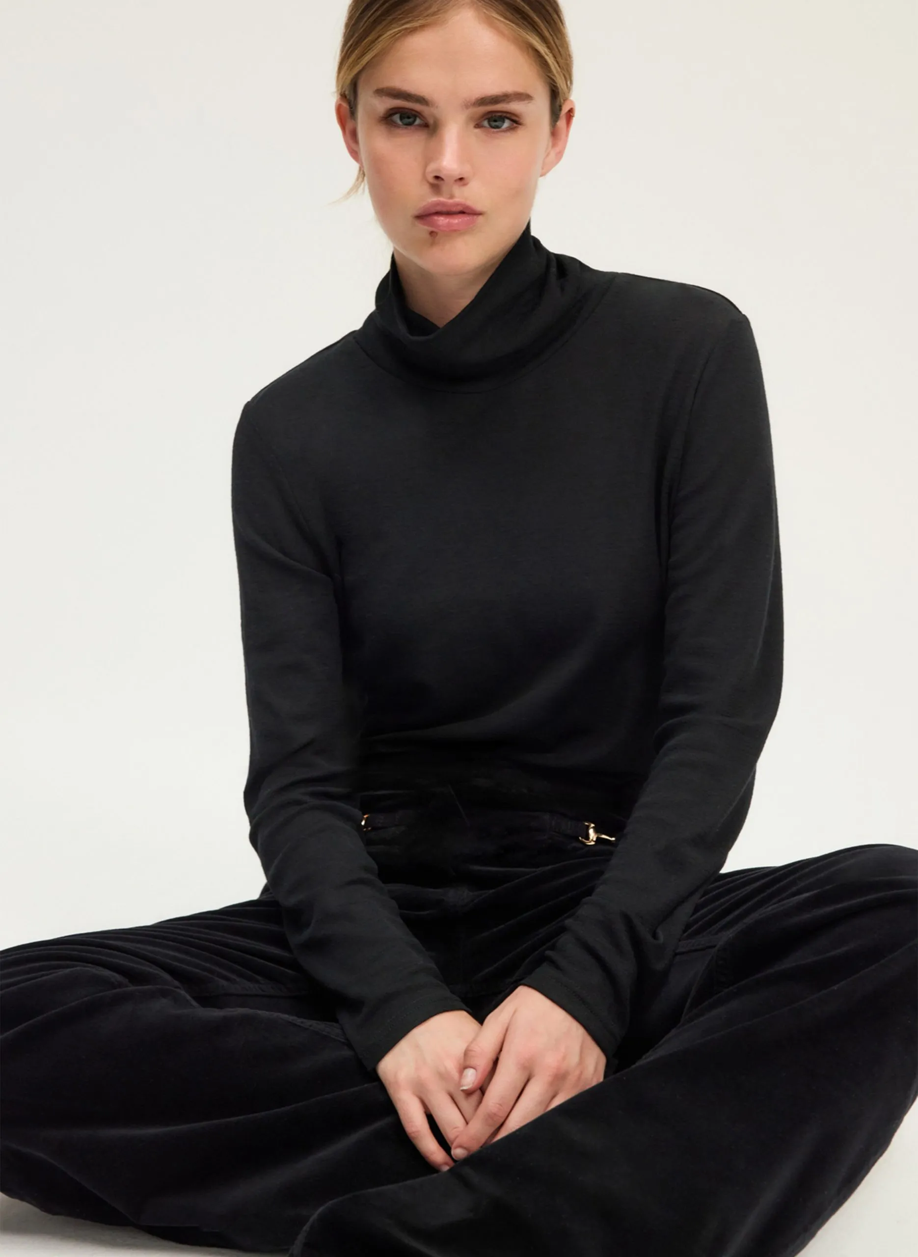 Col roulé droit en laine Noir HANIAH