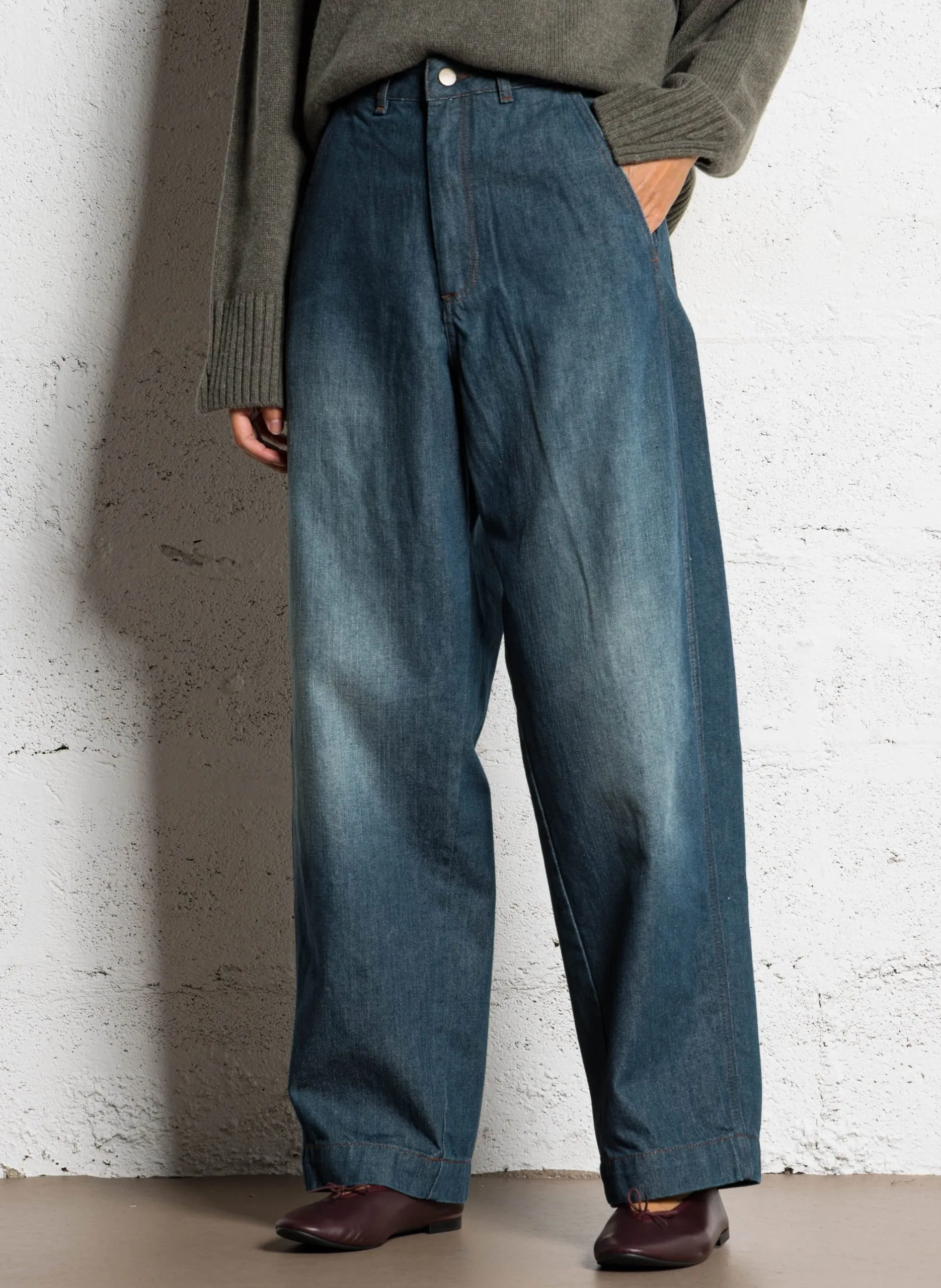 Jean large en coton Bleu GABIN