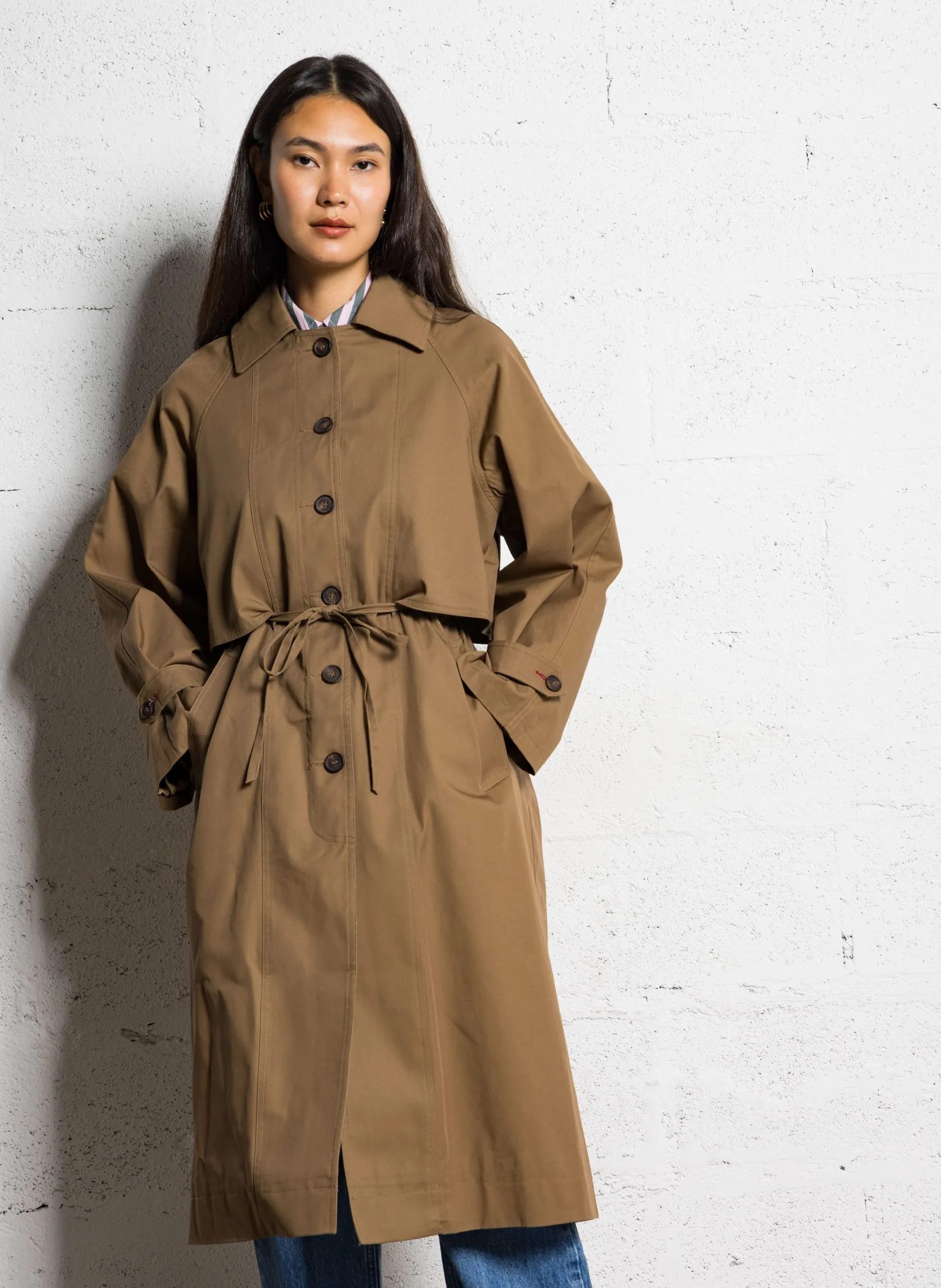Trench oversize en coton Marron CAMILLE