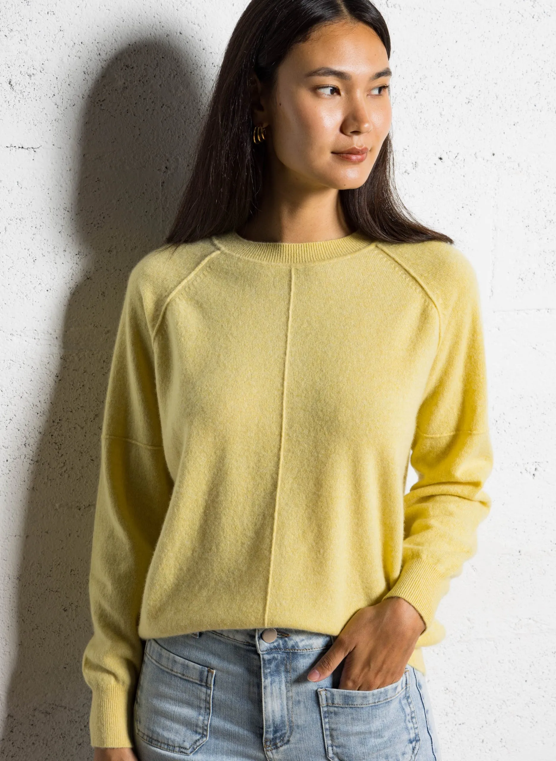 Pull col rond en cachemire Jaune ARY
