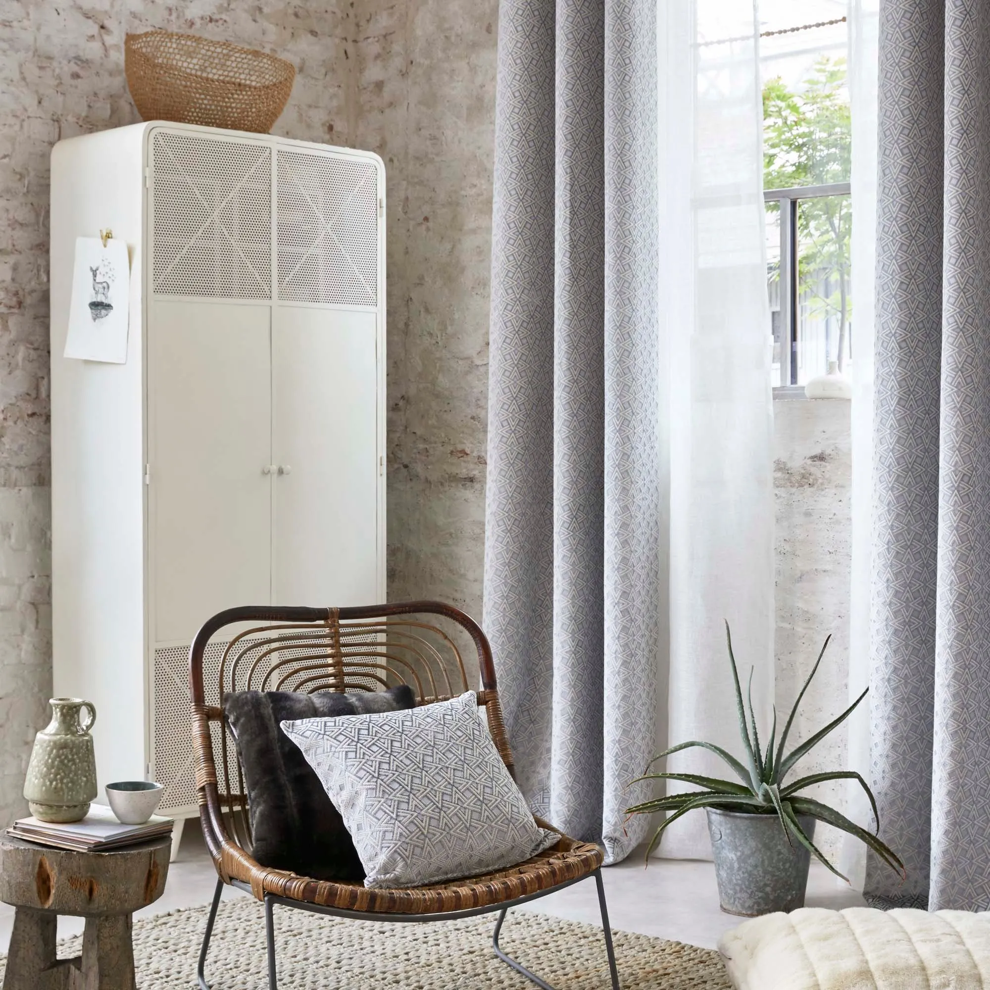 Rideau à oeillets Gris OSCAR