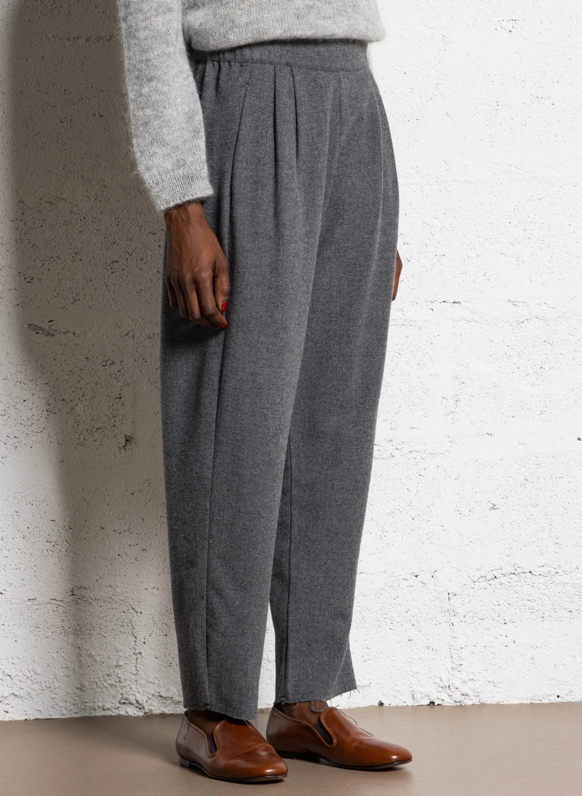 Pantalon large en laine mélangée Argent ROWE