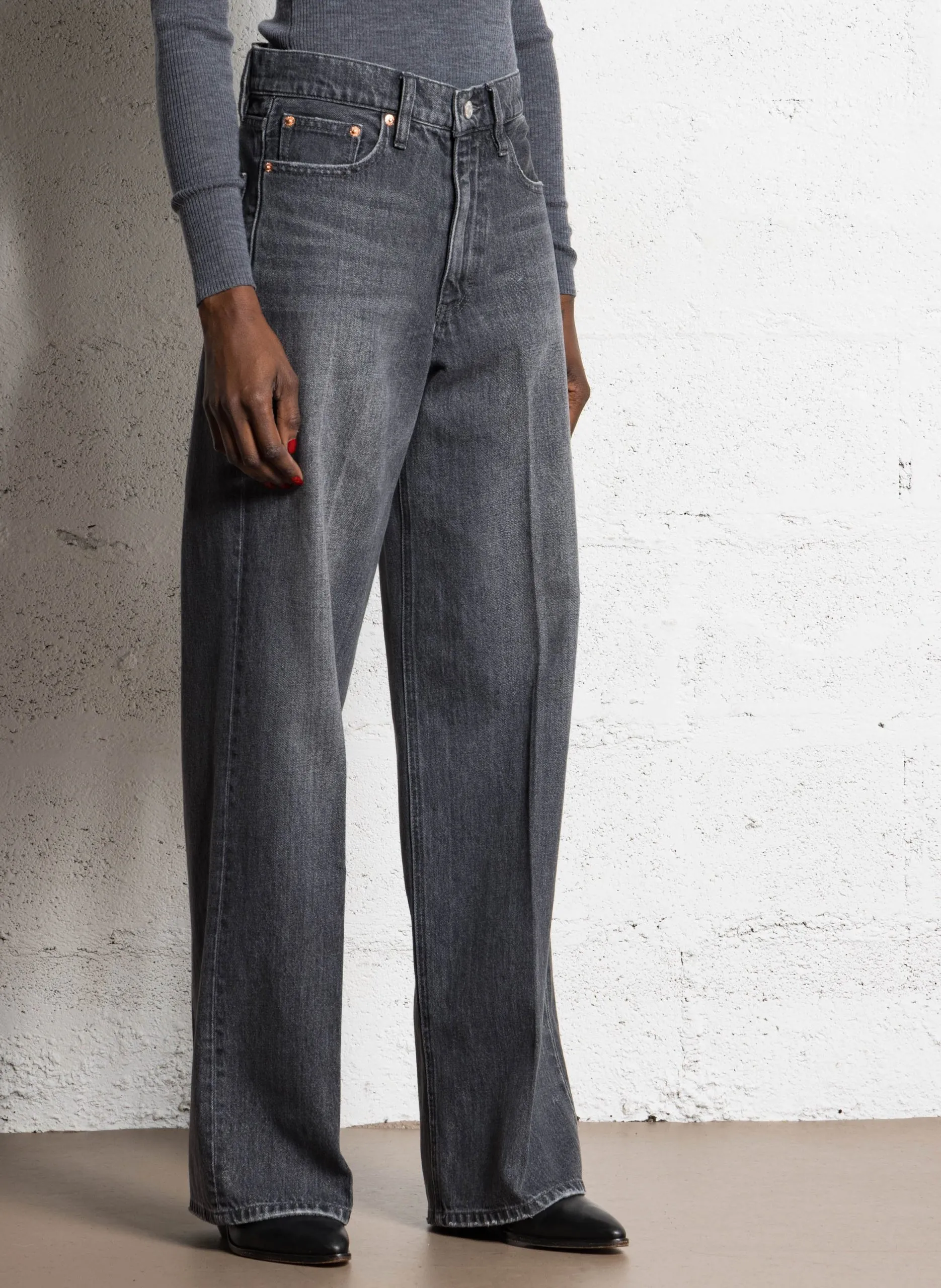 Jean droit en coton Bleu SULLY