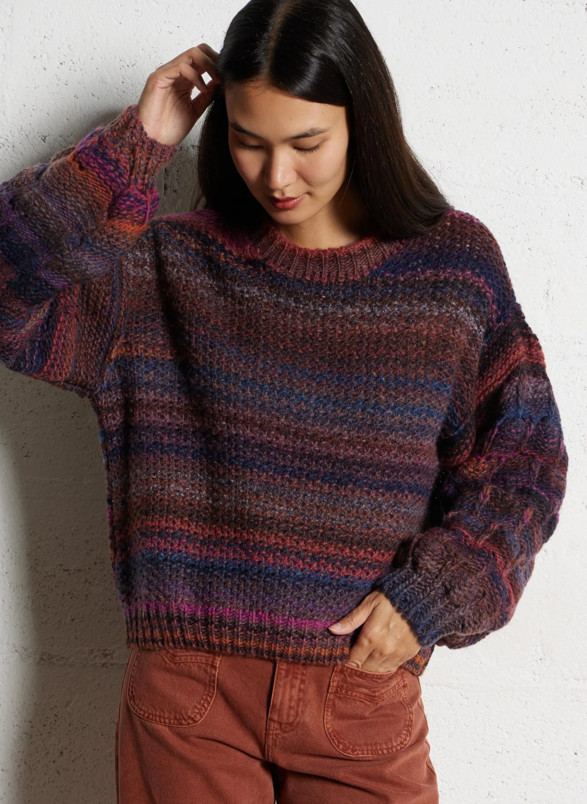 Pull oversize en laine mélangée Multicolore DEVY