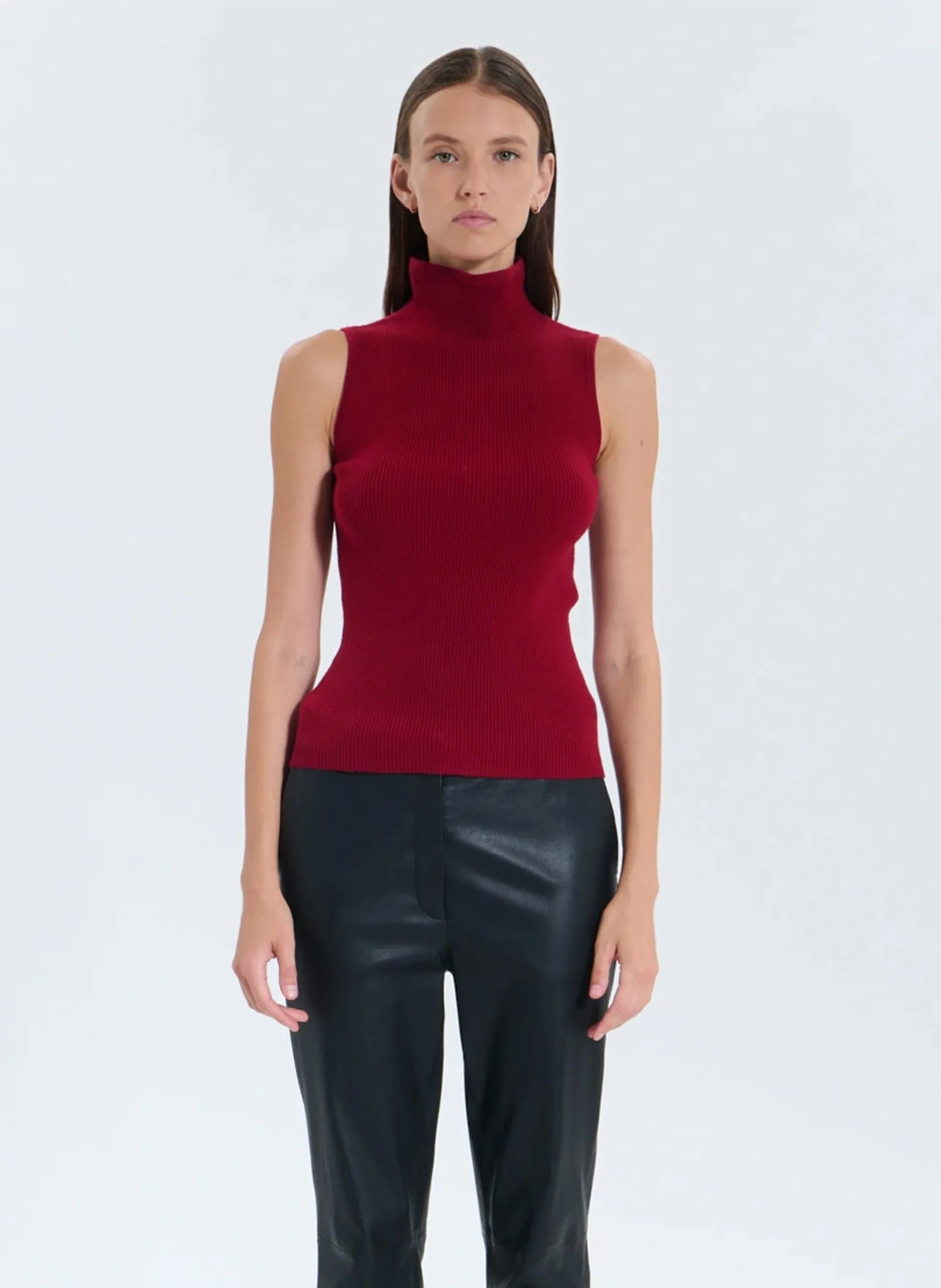 Top ajusté en maille Rouge NAHA
