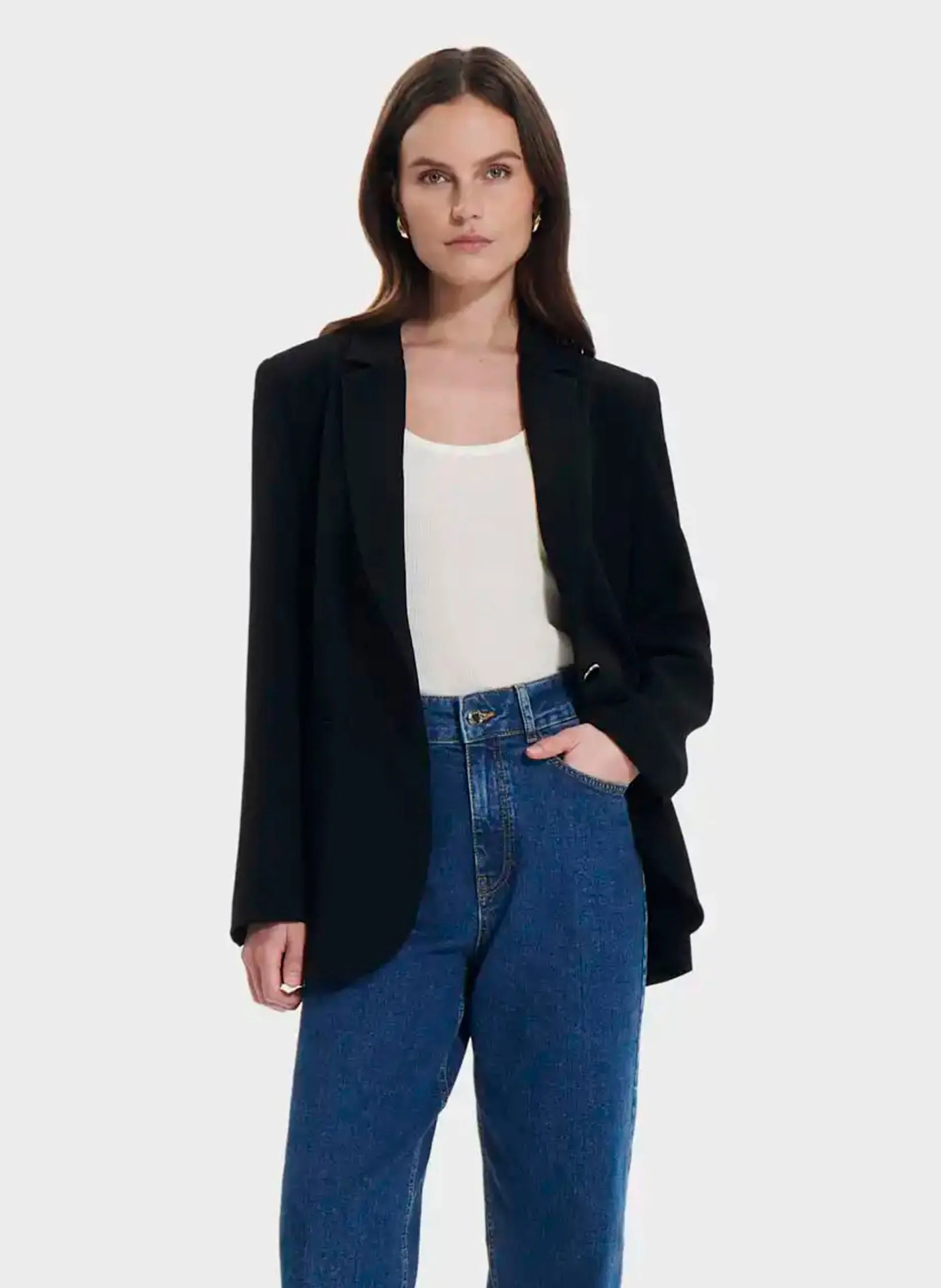 Veste droite col tailleur Noir VICTORINA