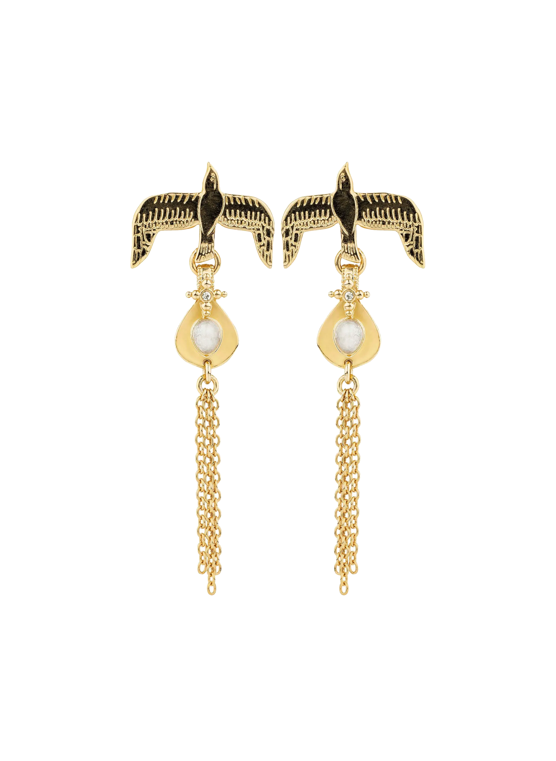 Boucles d'oreilles pendantes aigles avec cascade de chaînes Blanc PALUA