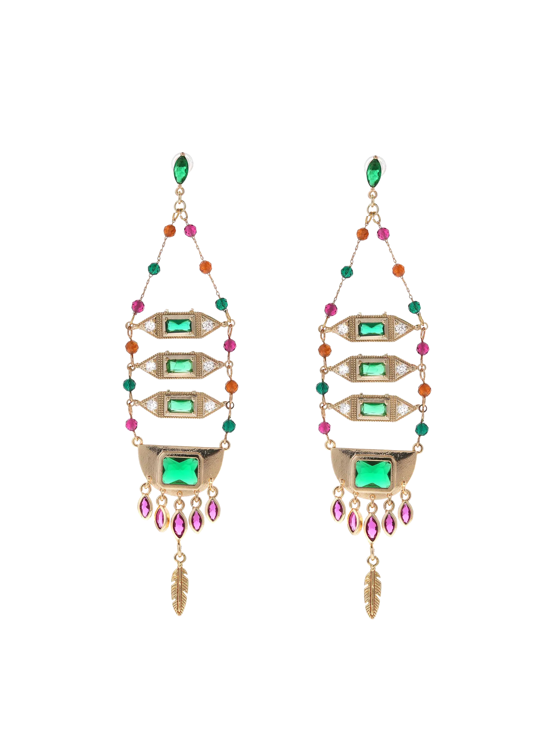 Boucles d'oreilles pendantes avec perles Vert SOLEDAD