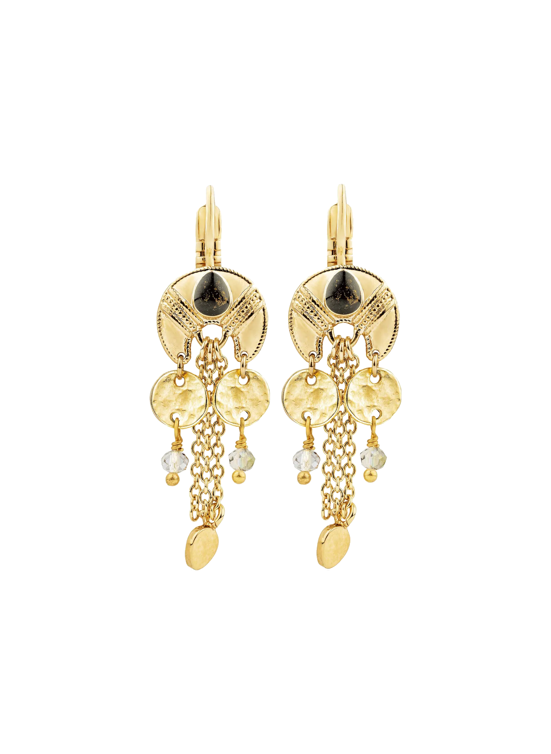 Boucles d'oreilles pendantes avec chaînes Noir KARALA