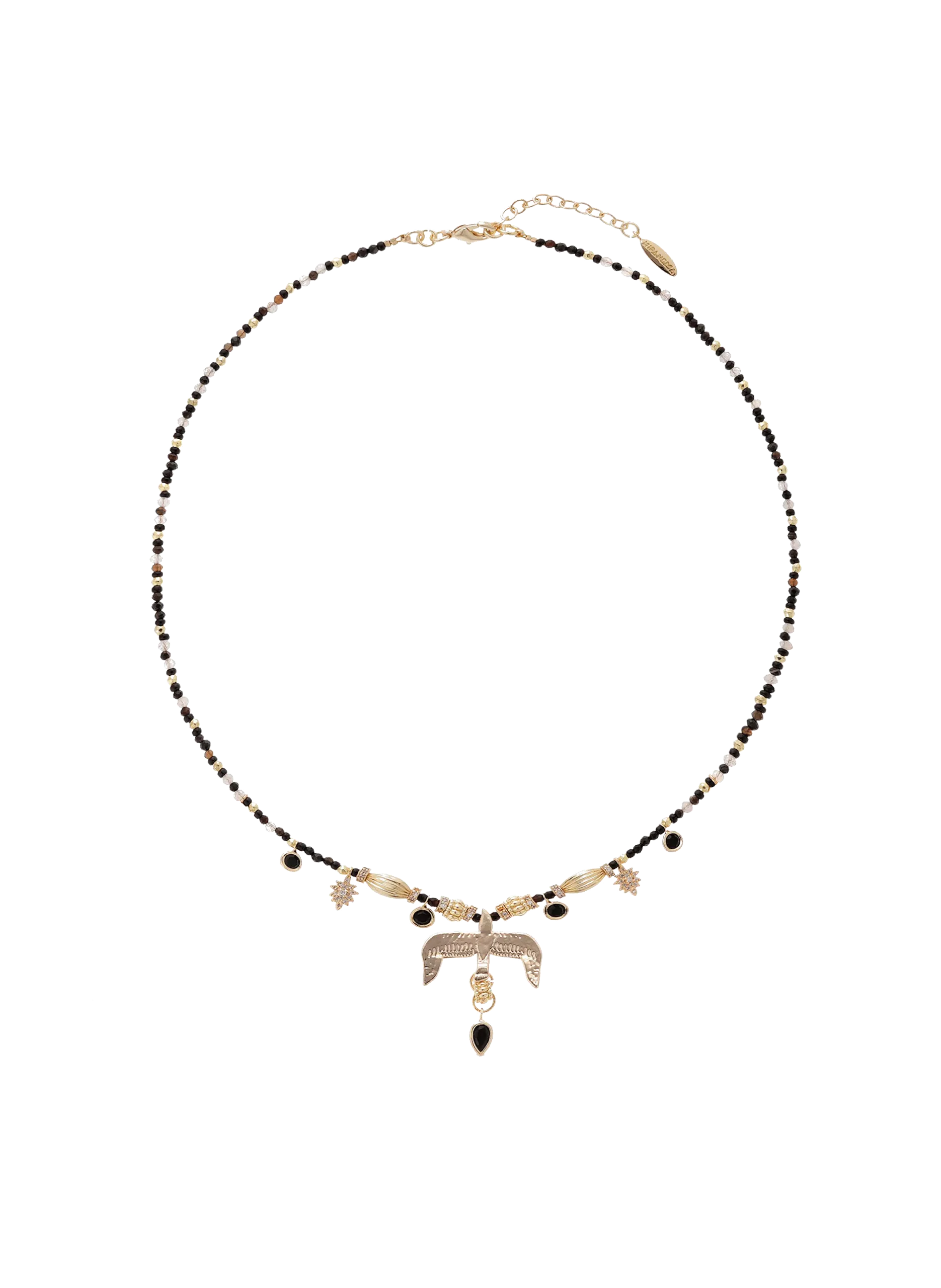 Collier de perles avec pendentif aigle Noir GALLICA