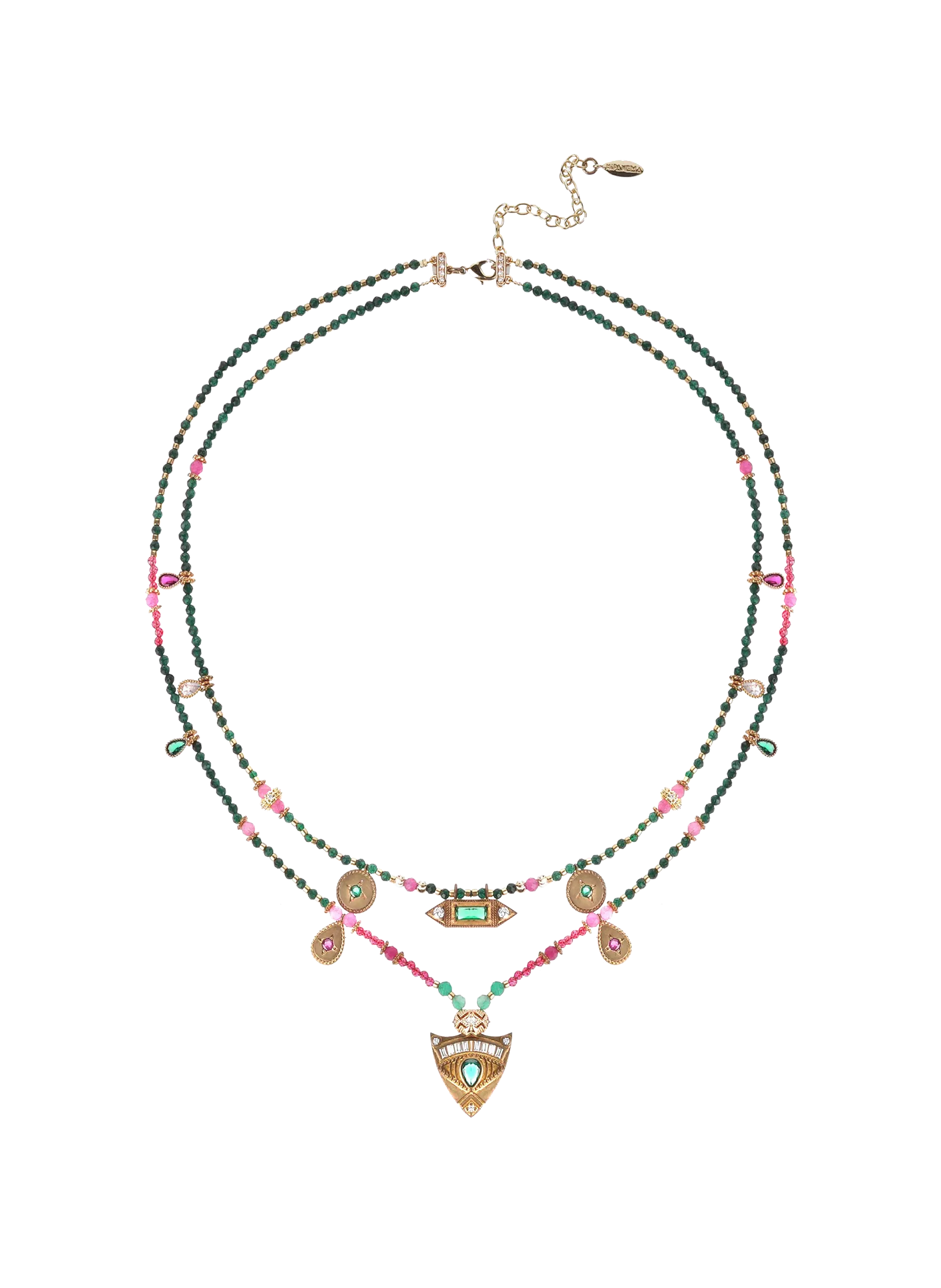 Collier multirangs perles et pampilles Rose SOLITTA