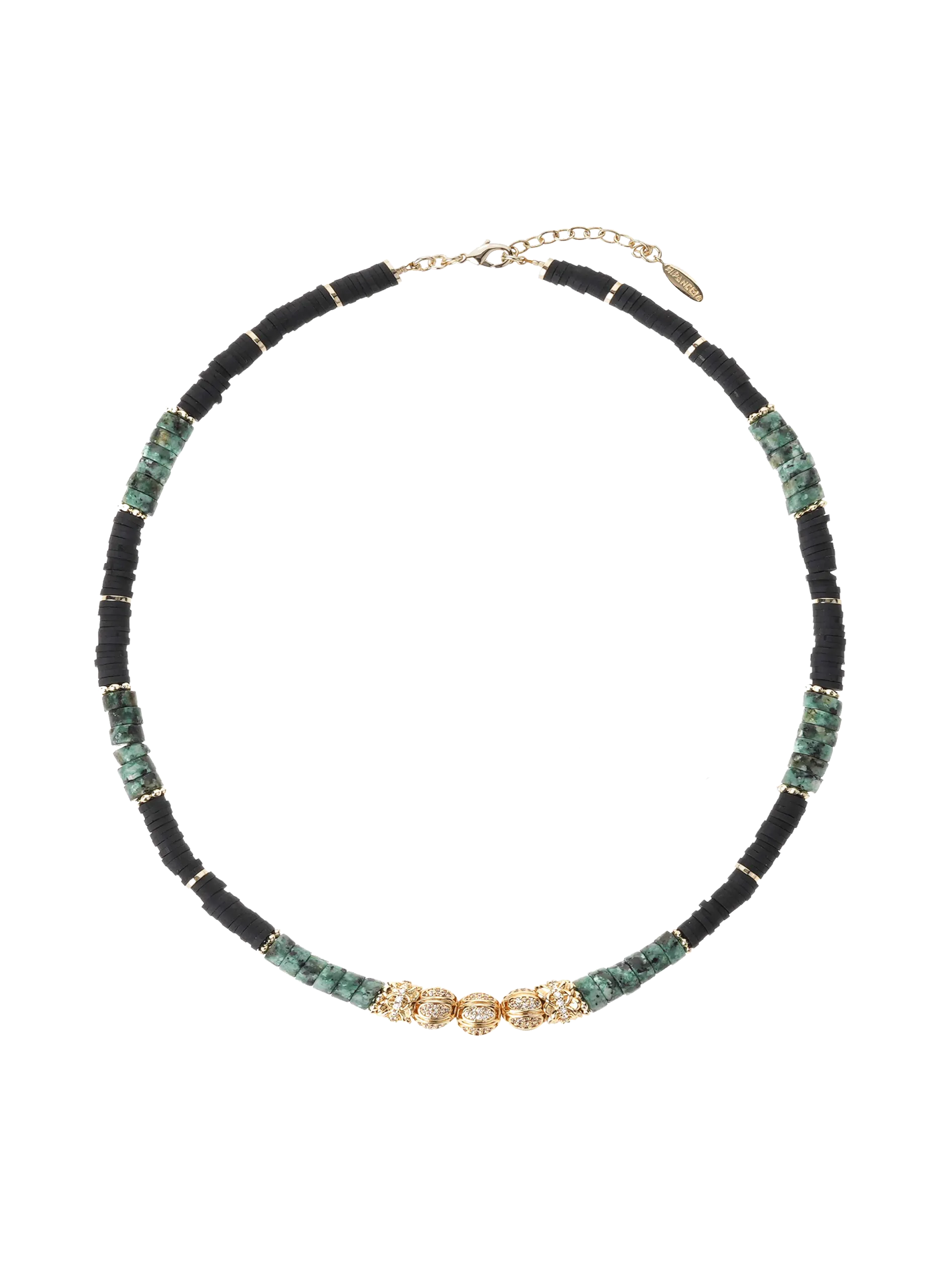 Collier perles rondelles Noir VINZE