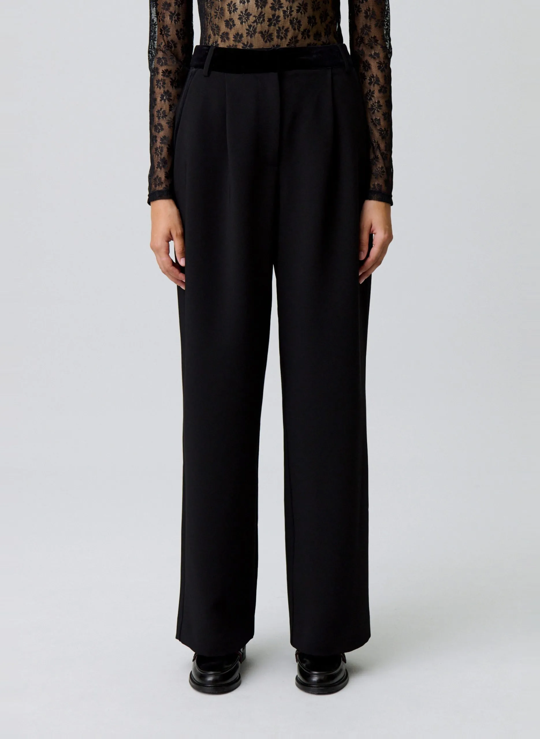 Pantalon à pinces taille haute Noir PIERA