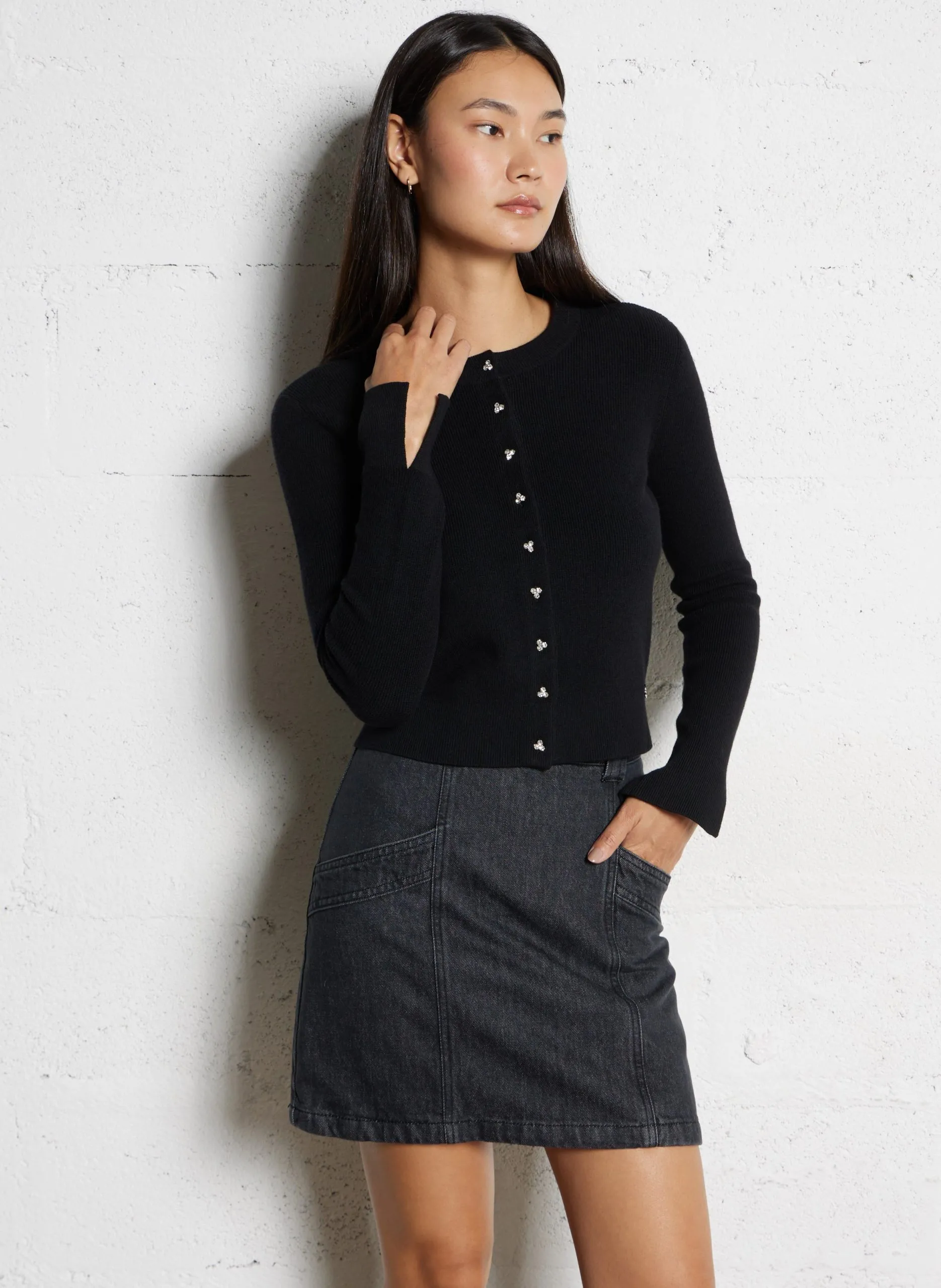 Gilet ajusté col rond Noir CLARK