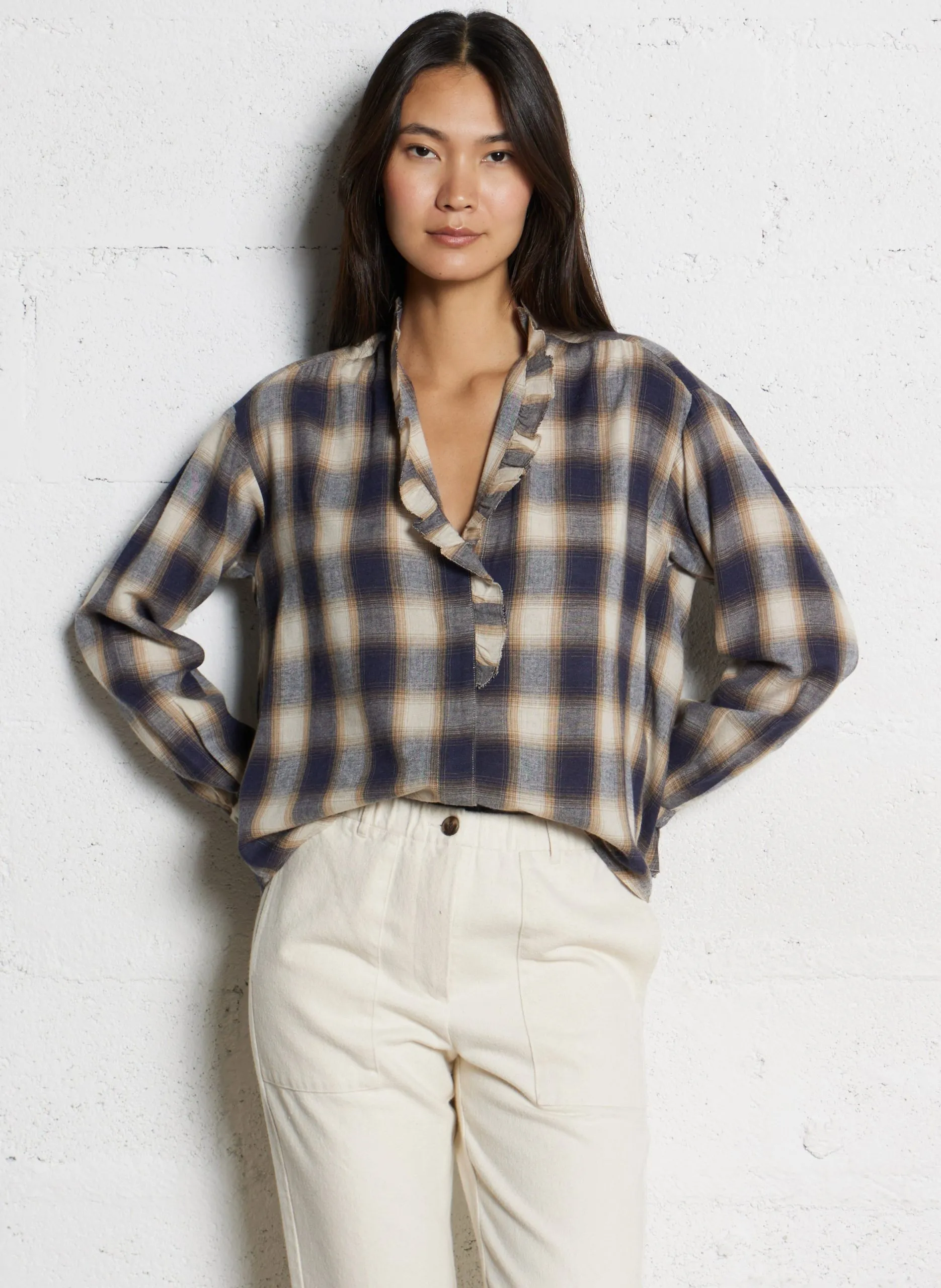 Chemise oversize col V imprimé Multicolore CARMELA