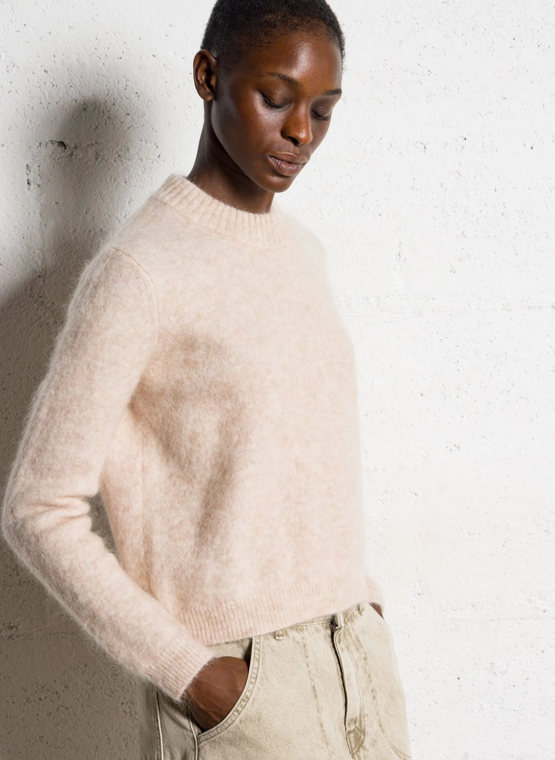 Pull oversize en laine mélangée Beige AURON