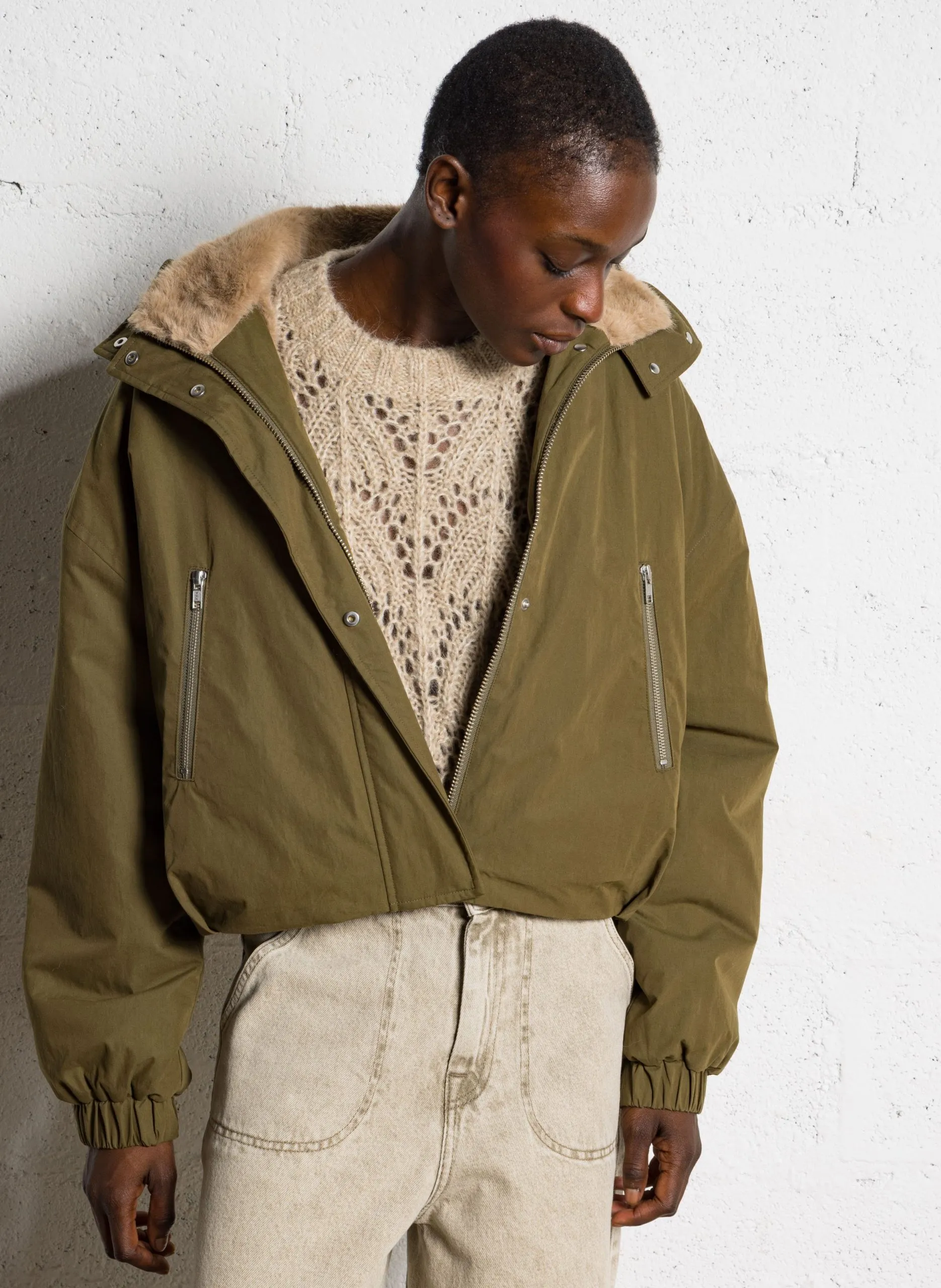 Veste rembourée à capuche Marron HERNA