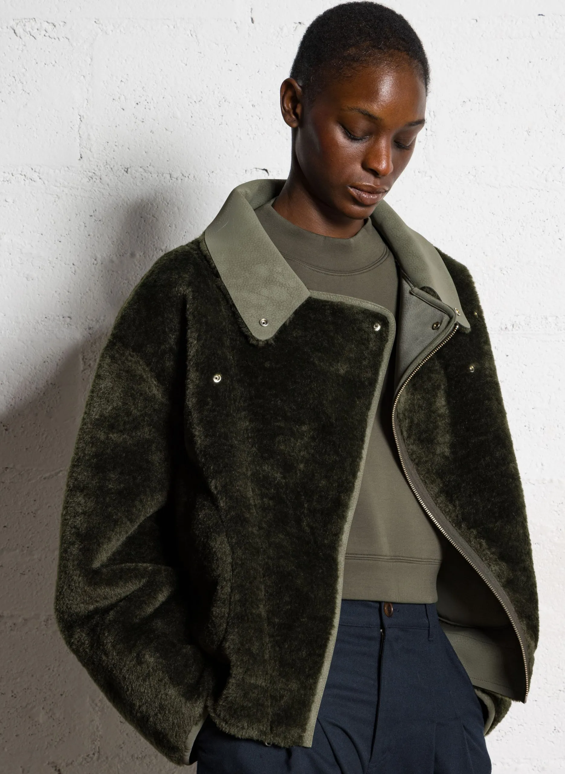 Veste zippée ample unie Marron HEDWEE