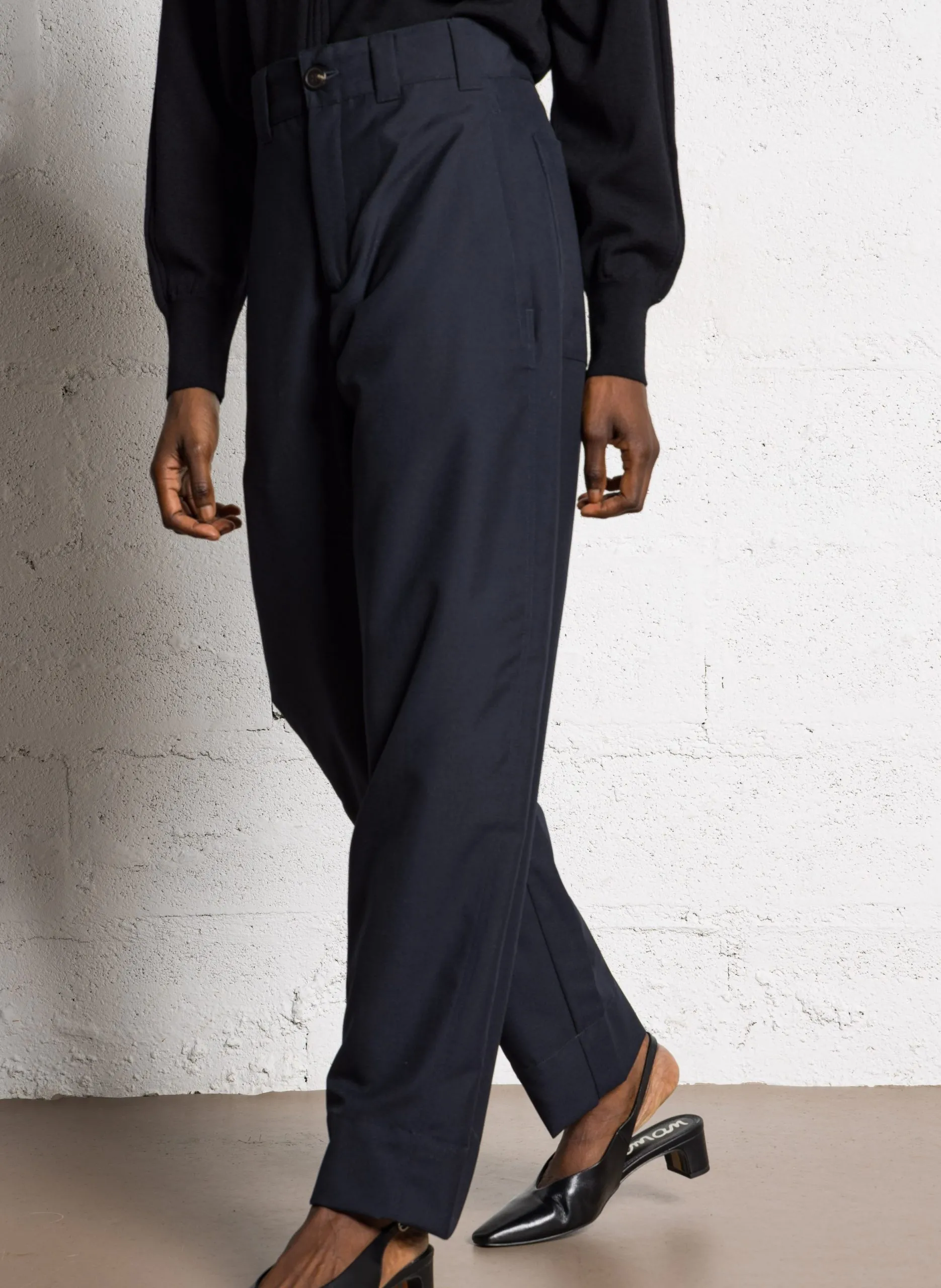 Pantalon ajusté taille haute Bleu ALOUETTE