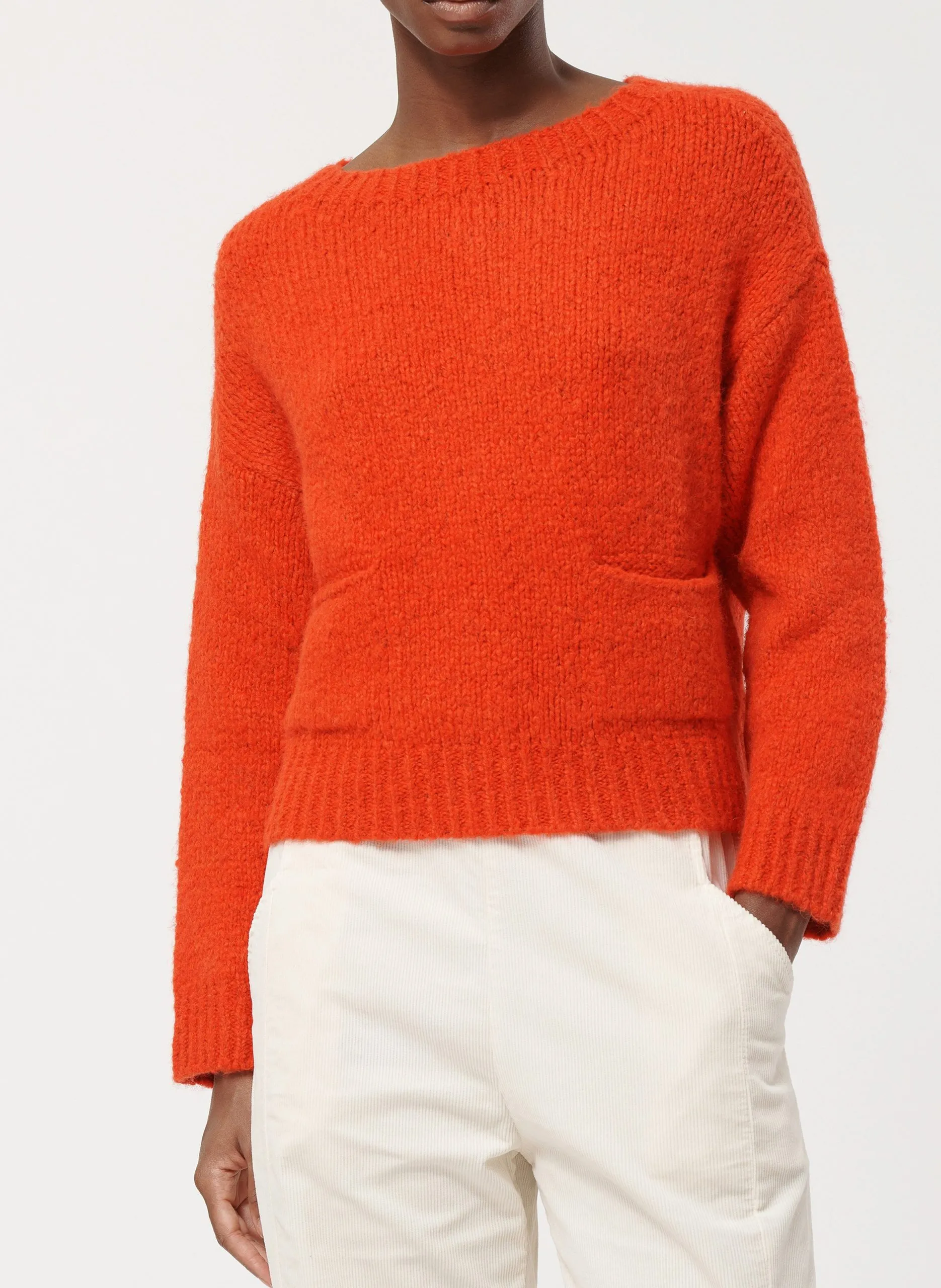 Pull oversize en maille tressée bouclette Orange
