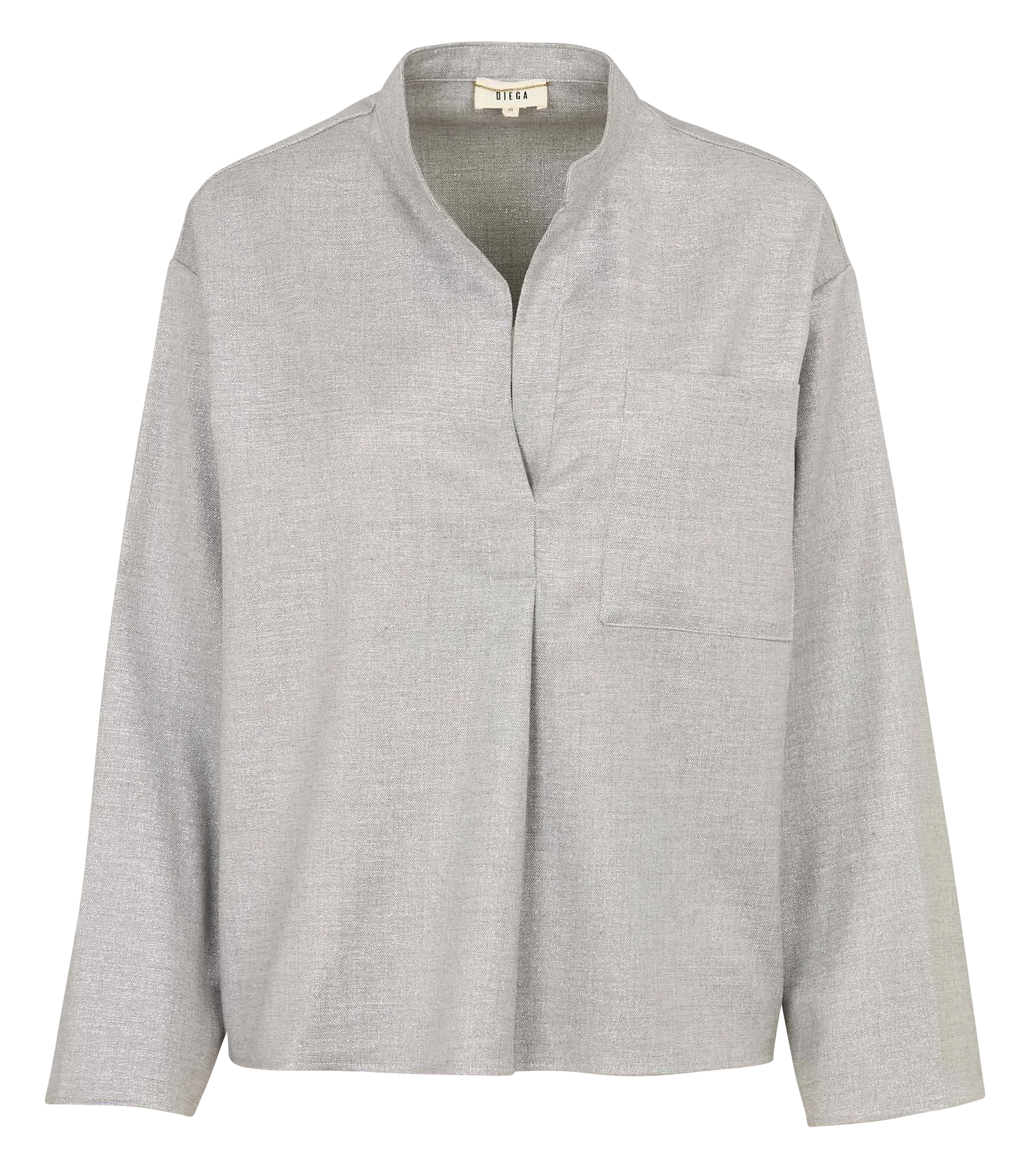 Top métallisé col tunisien Argent TISSA