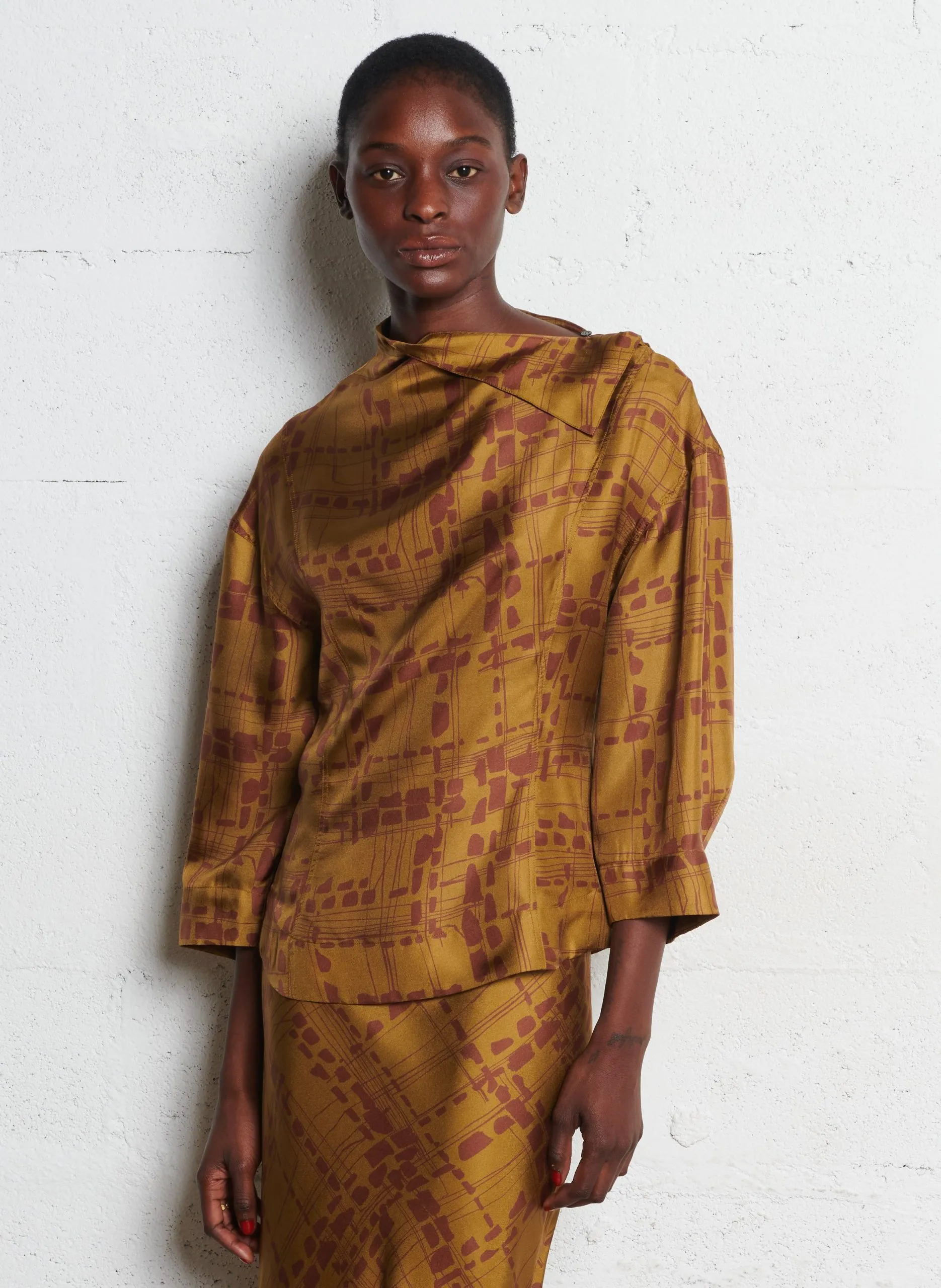 Top ajusté imprimé en soie Multicolore FIGARI