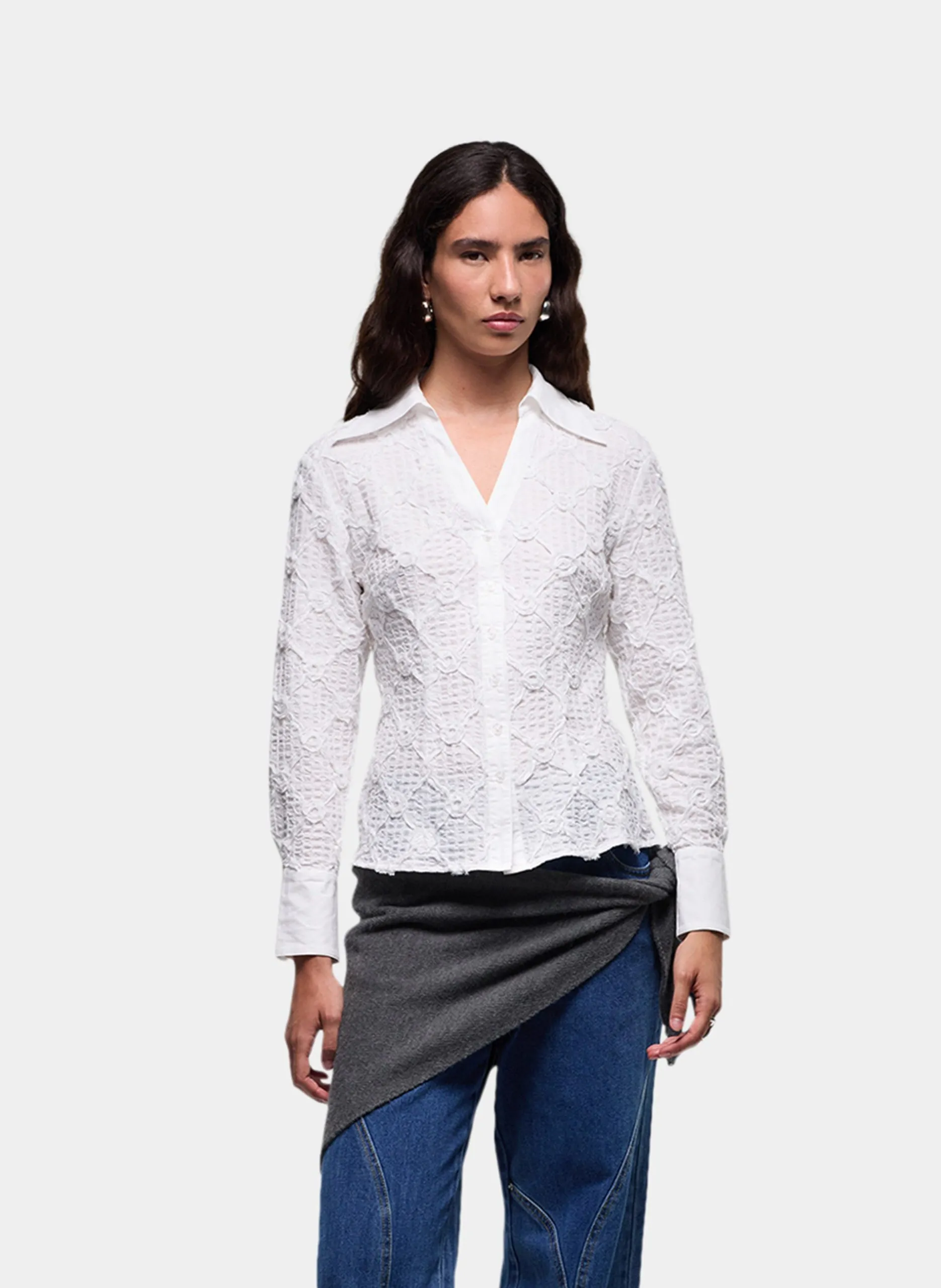 Chemise col v Blanc SALLY
