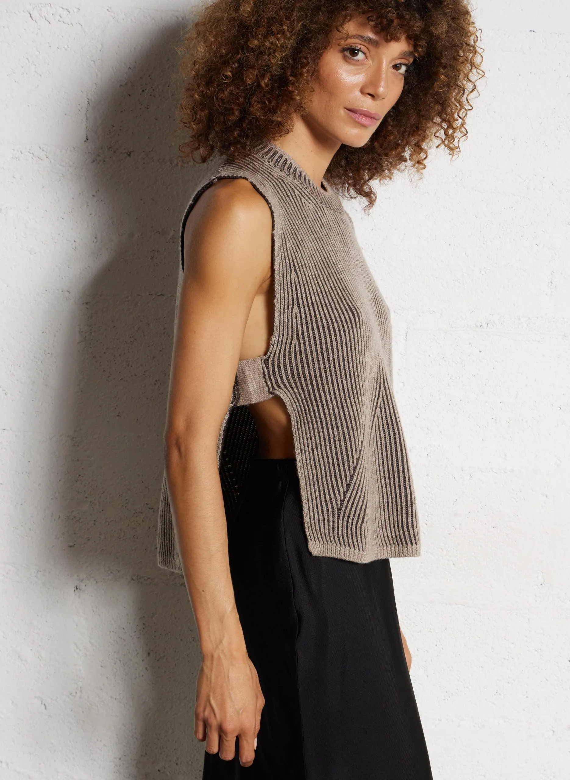 Pull col rond en laine mélangée Marron BEVILLA